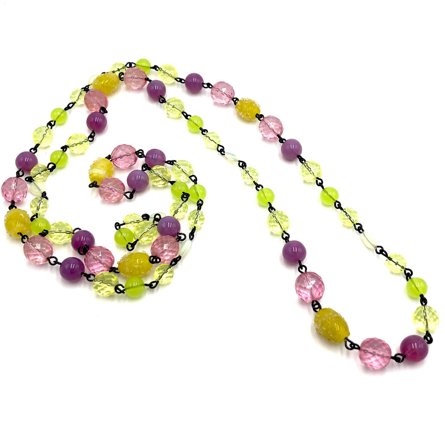 Neon Fruit Rope Necklace - vintage &amp; rare glass