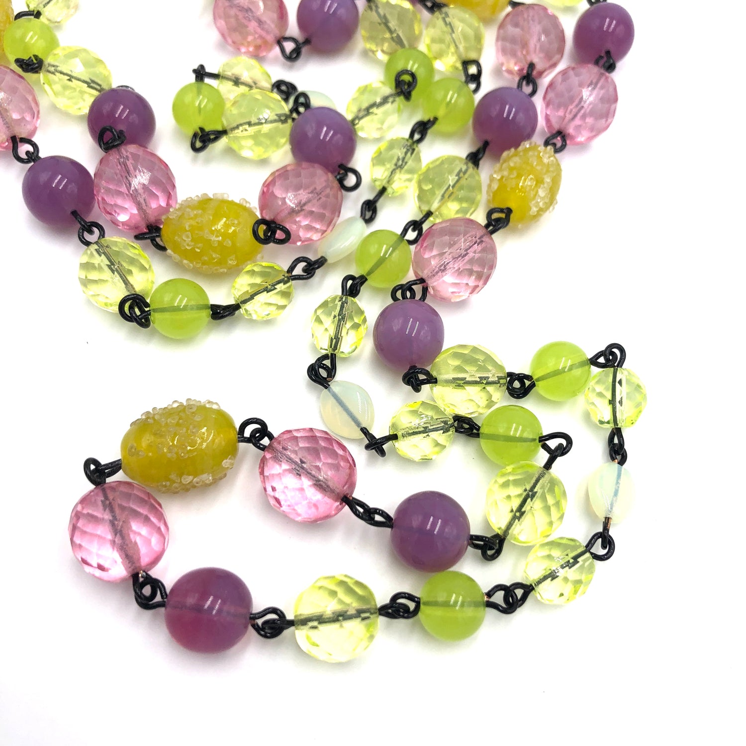 Neon Fruit Rope Necklace - vintage &amp; rare glass