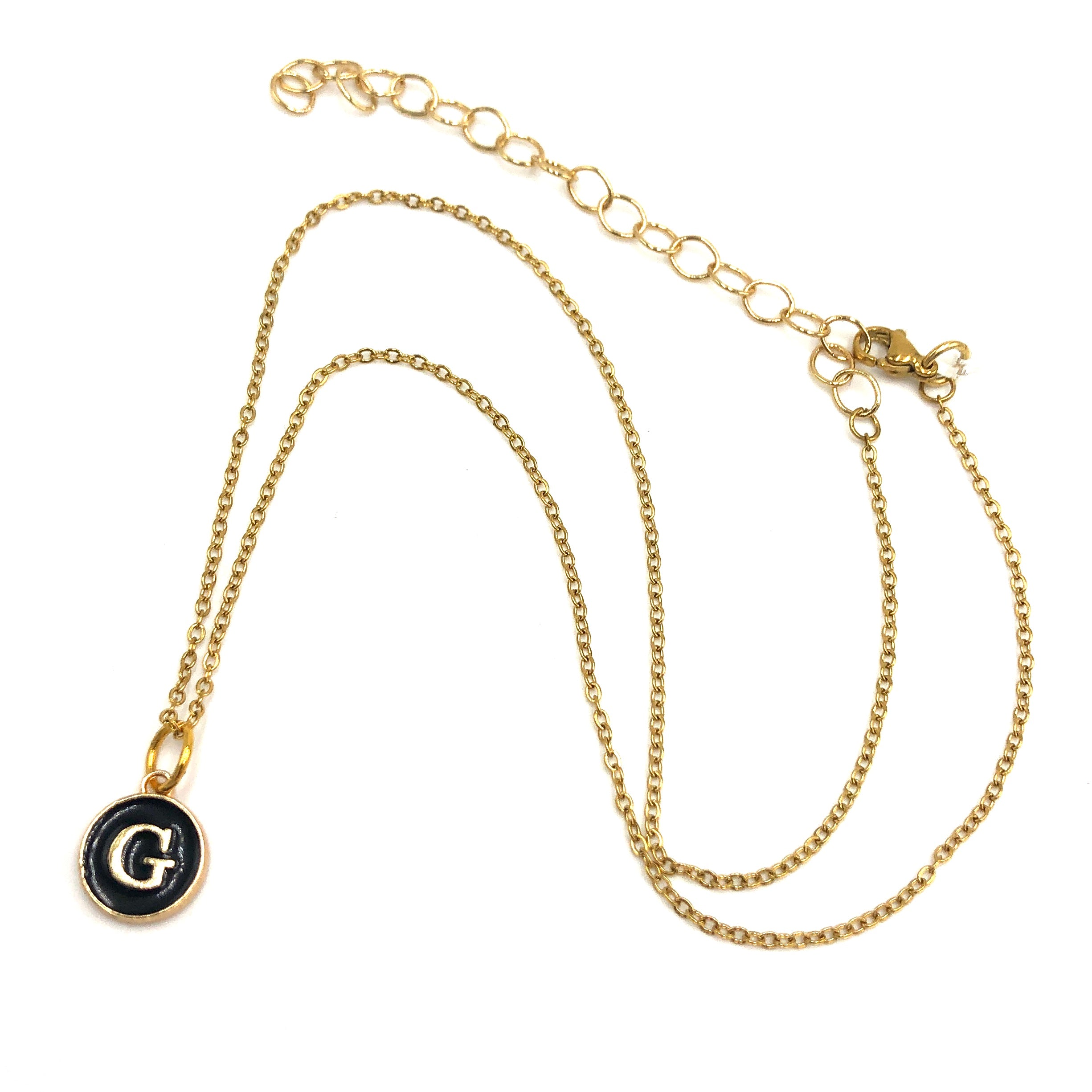 Black &amp; Gold Leetie Initial Necklace