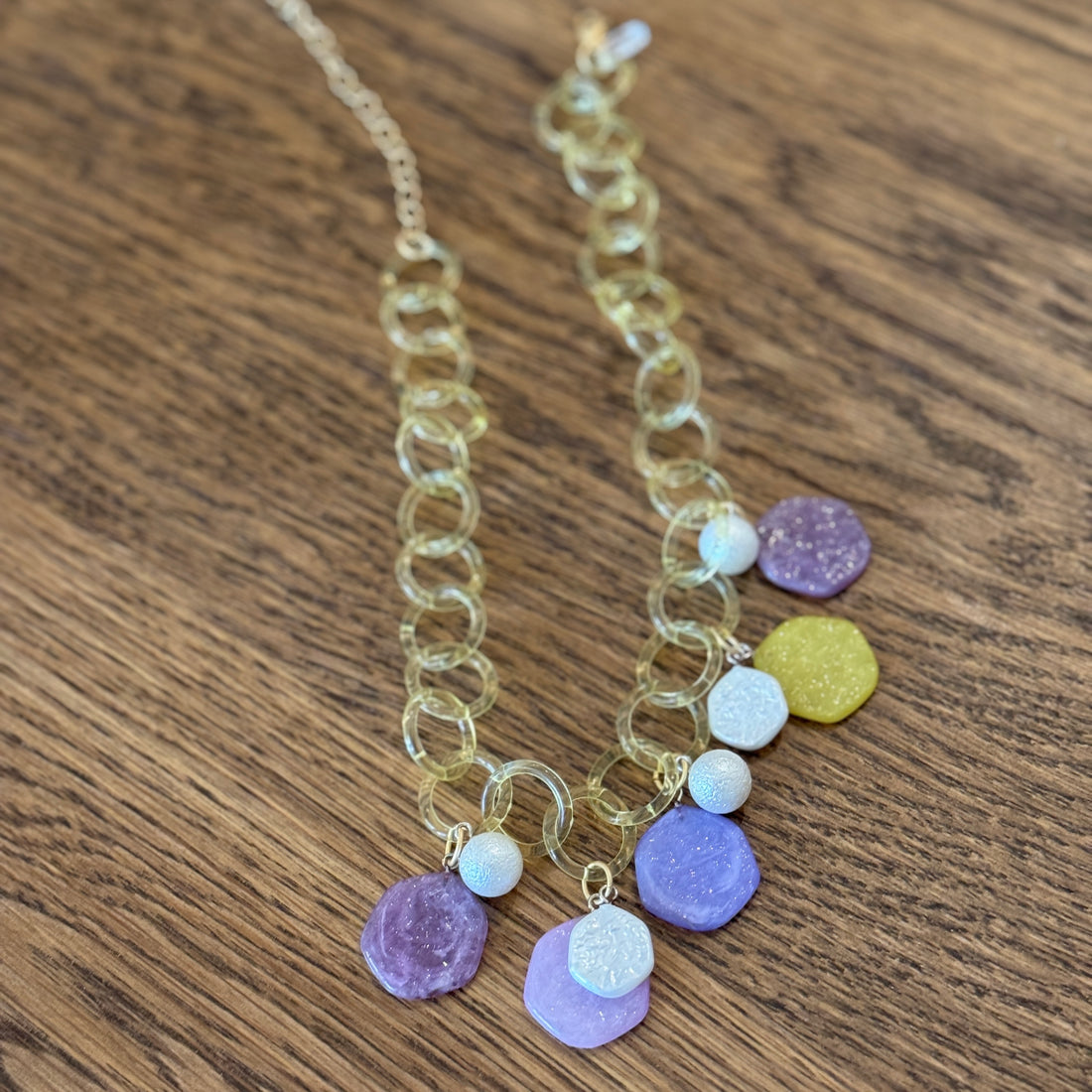 Periwinkle Picnic Clink Lucite Link Charm Necklace