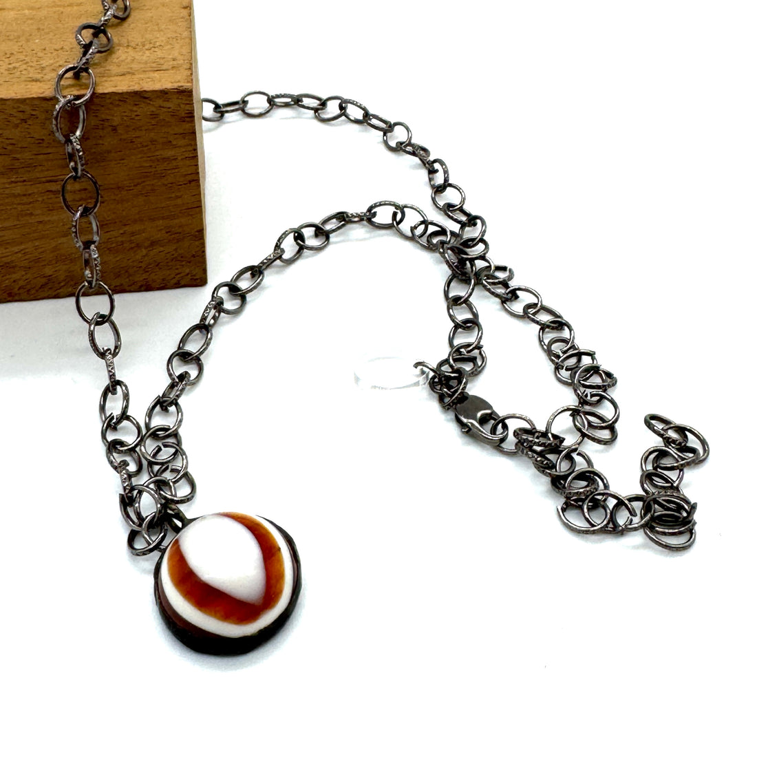 Tortoise Bullseye &amp; Gun Metal Layering Necklace - Medium