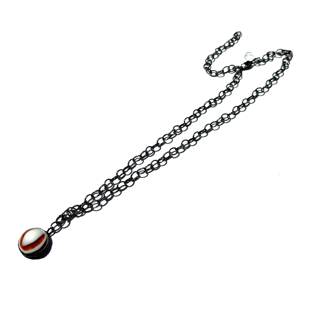 Tortoise Bullseye &amp; Gun Metal Layering Necklace - Medium