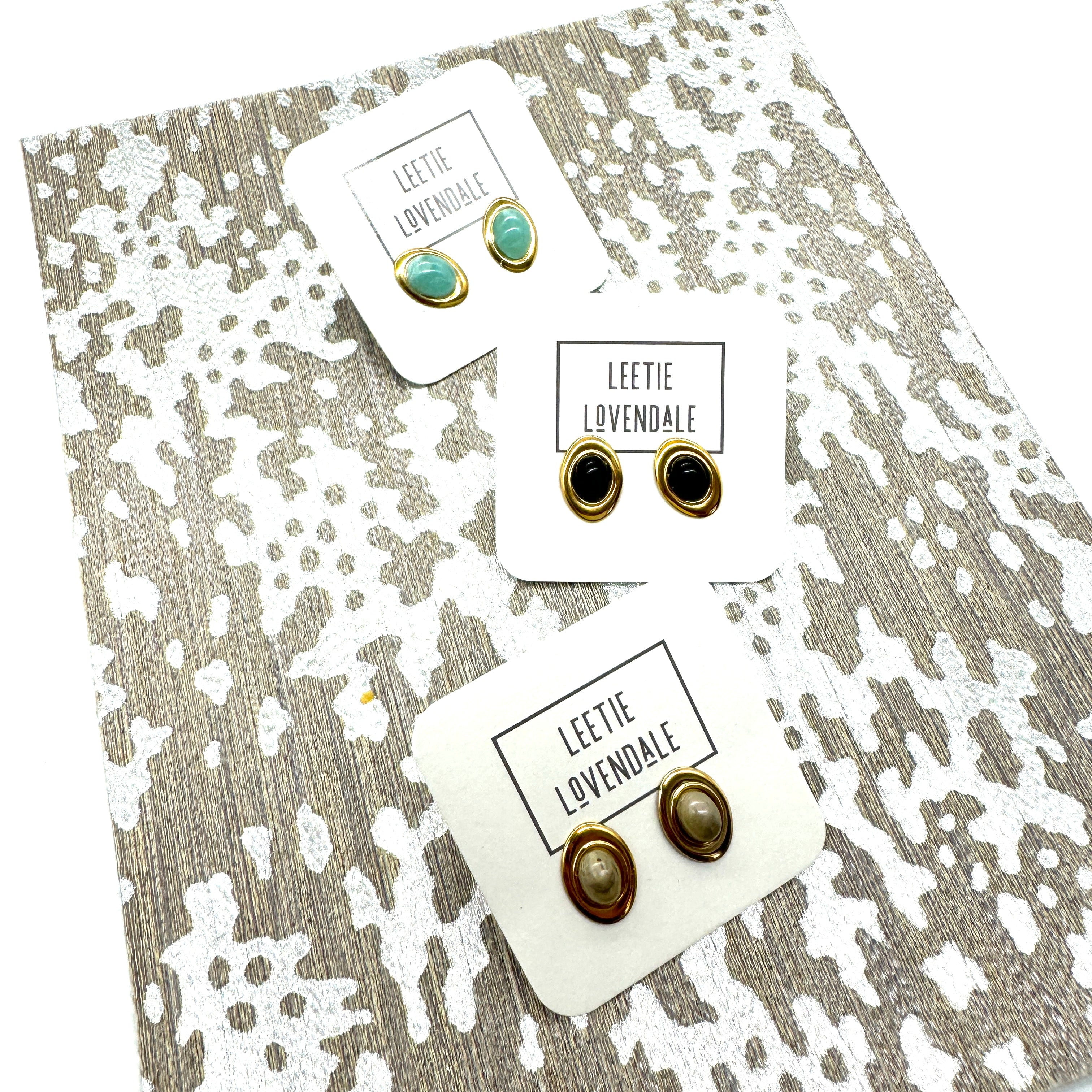 Claire Earrings - Gold Ovals with Color