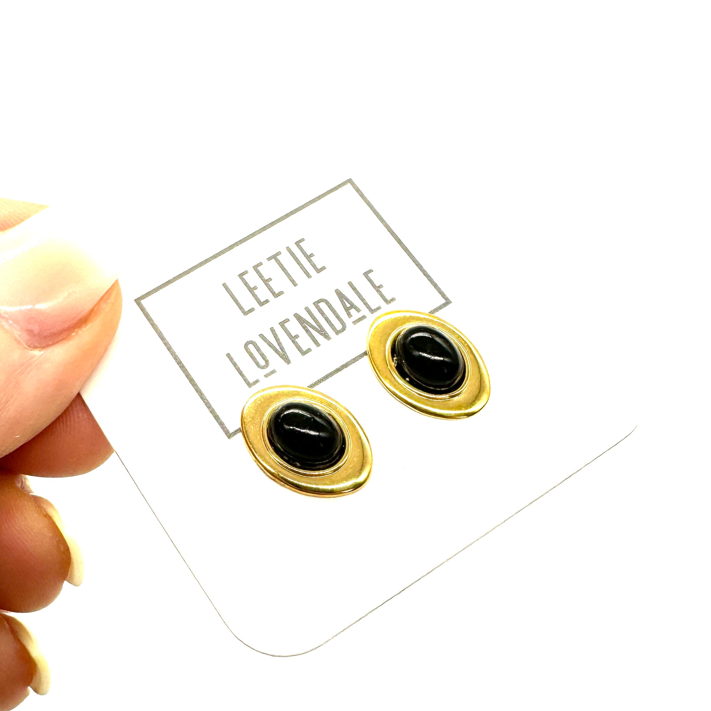 Claire Earrings - Gold Ovals with Color