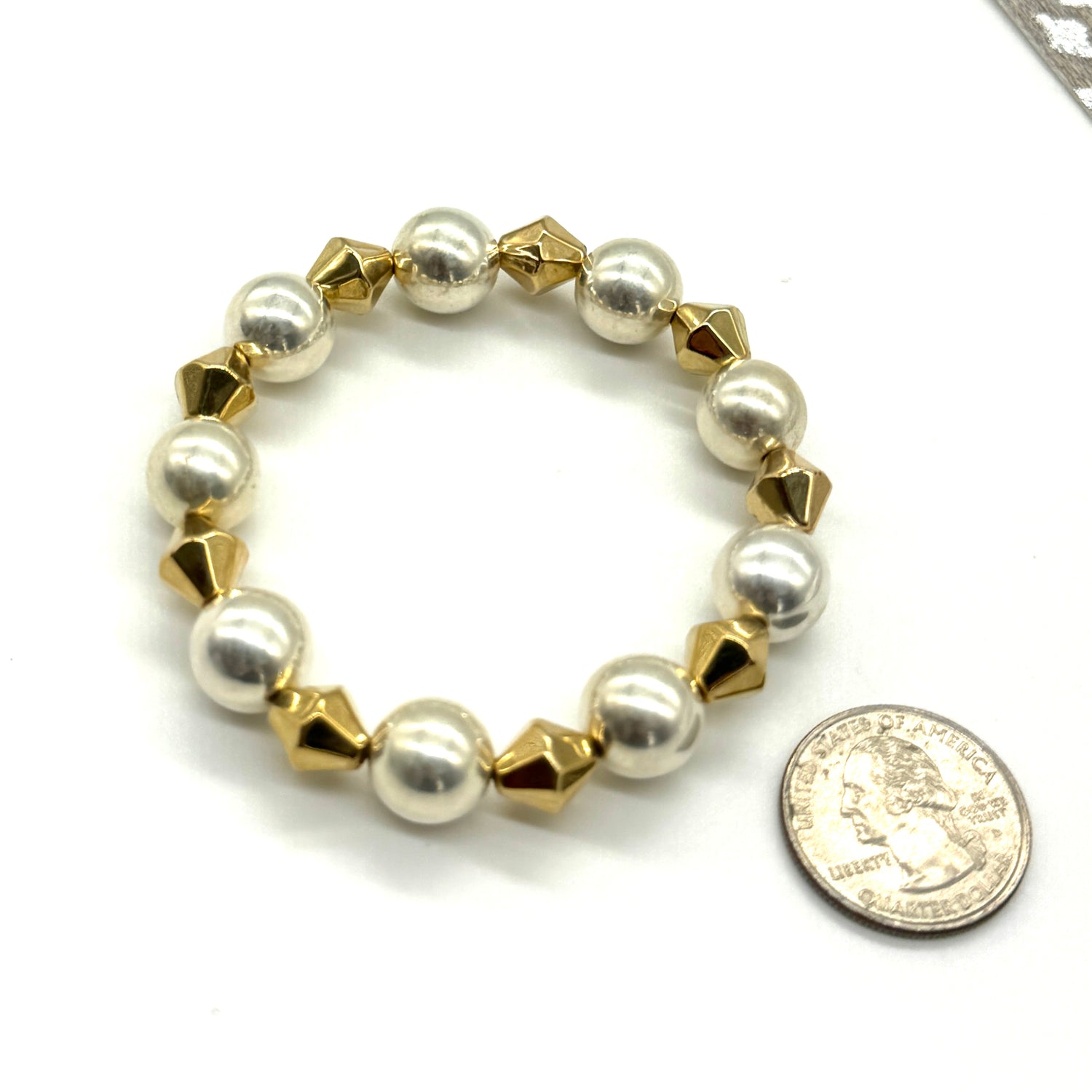 Silver &amp; Gold Mixed Statement Stretch Bracelet