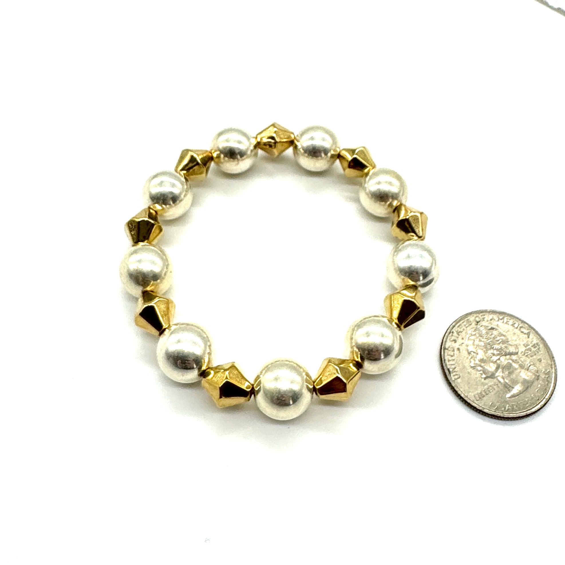 Silver &amp; Gold Mixed Statement Stretch Bracelet