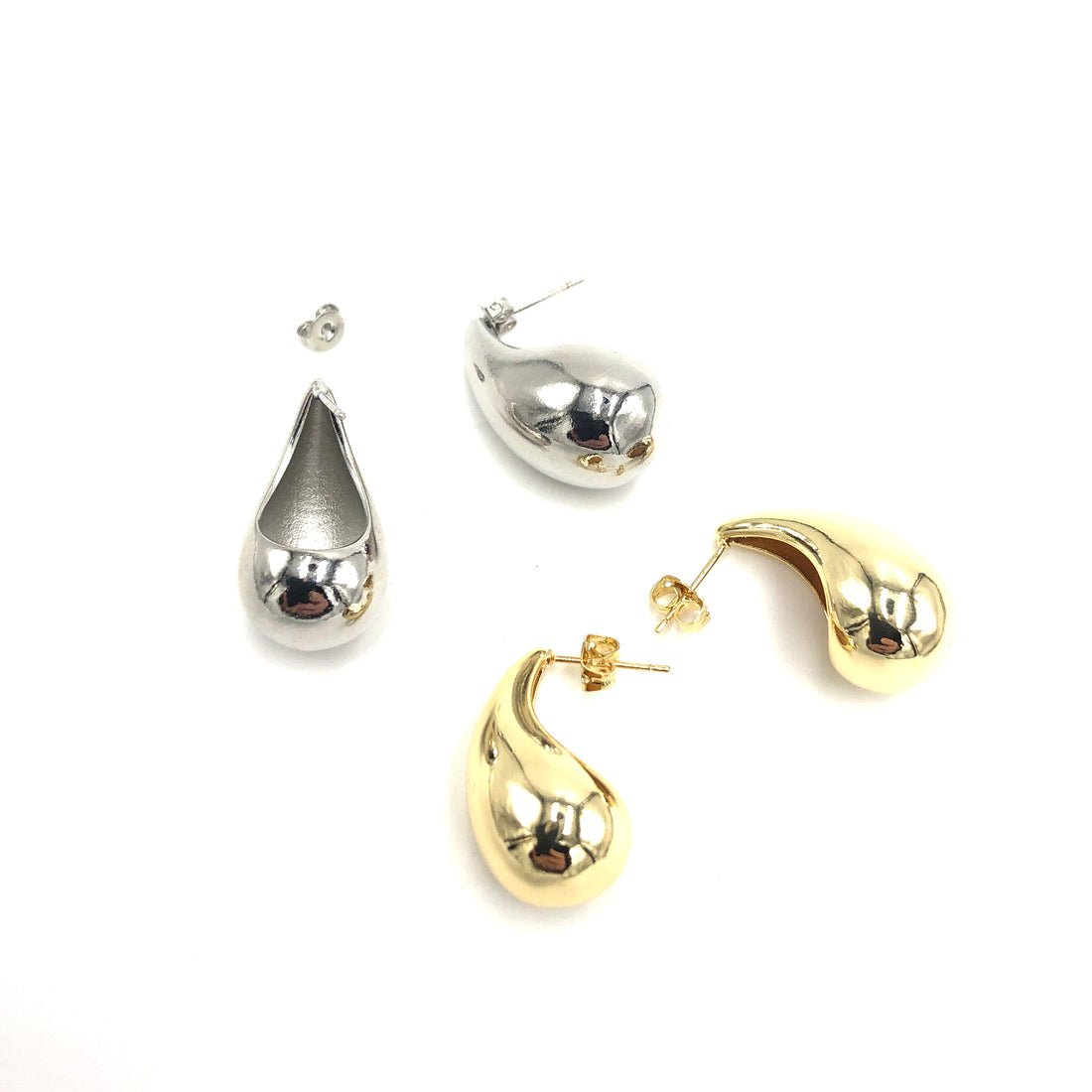 hollow earrings gold and silver