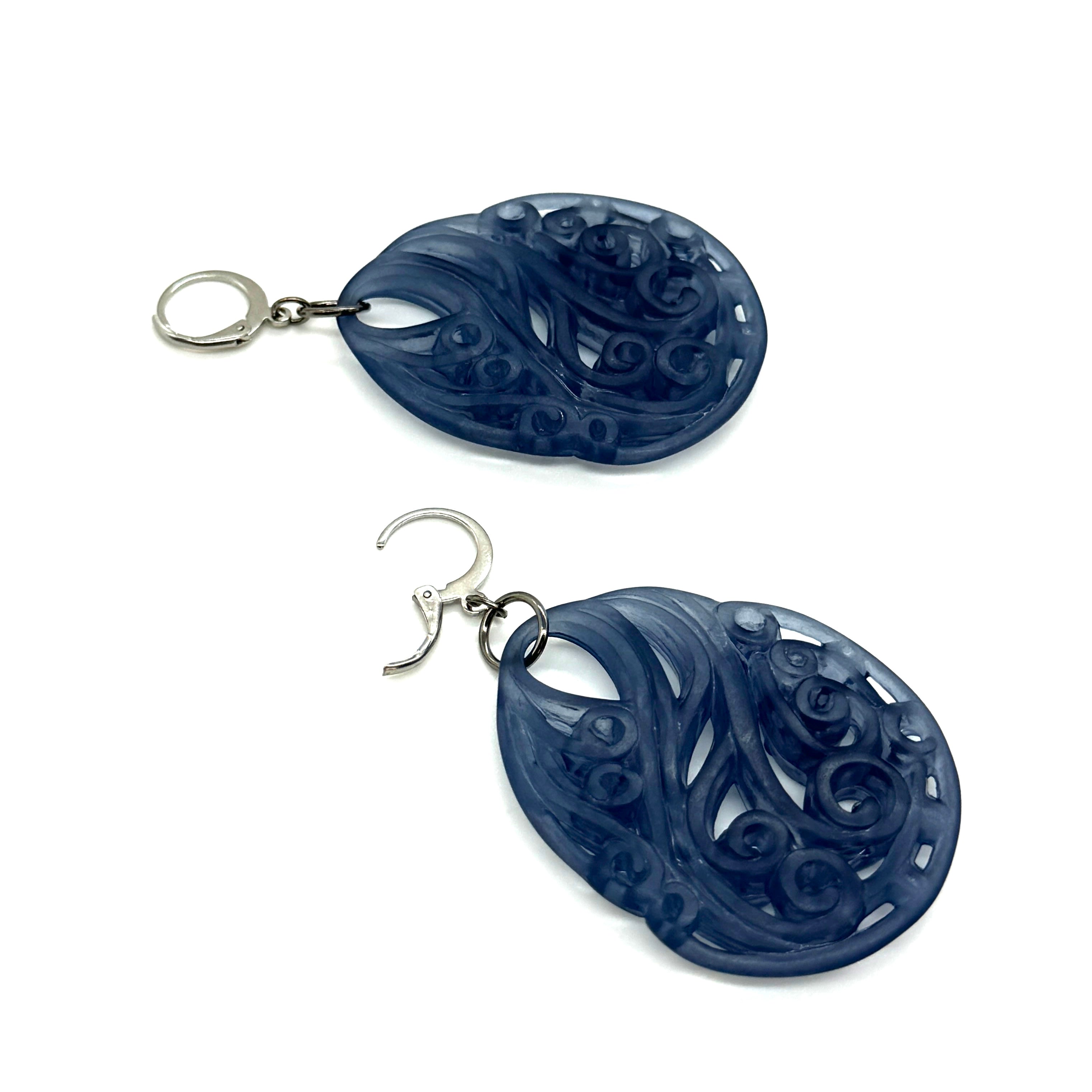 blue and silver earrings