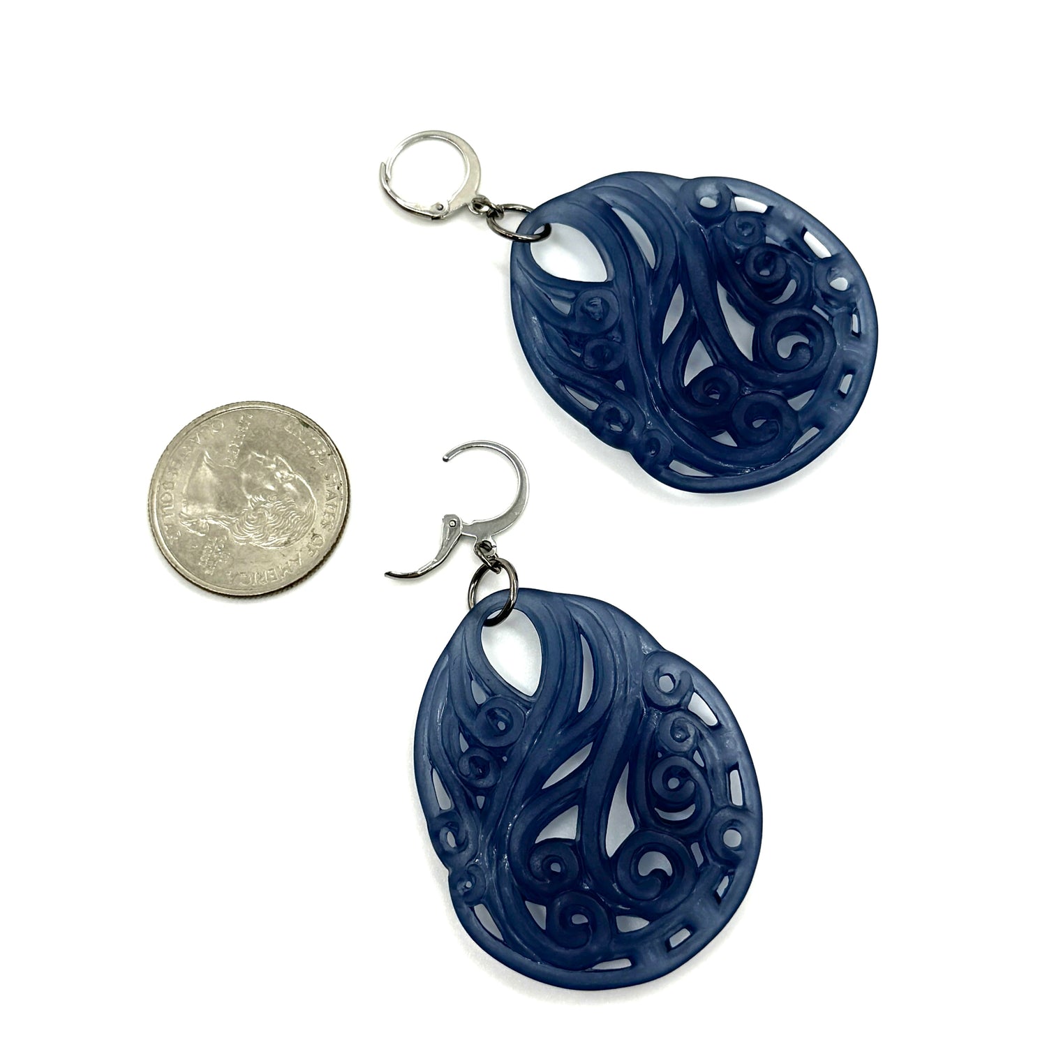 denim blue drop earrings