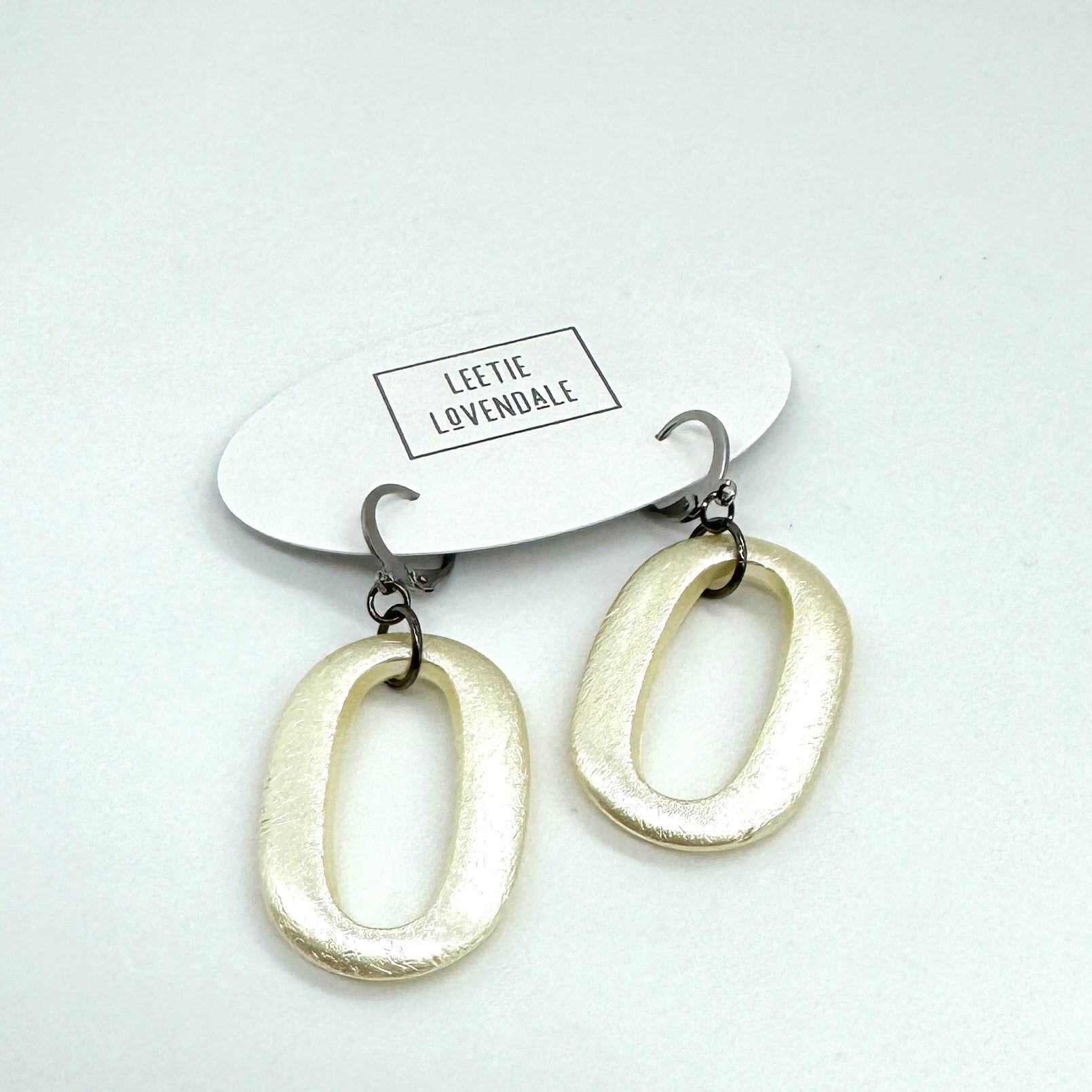 Pearl Lustered Oval Earrings