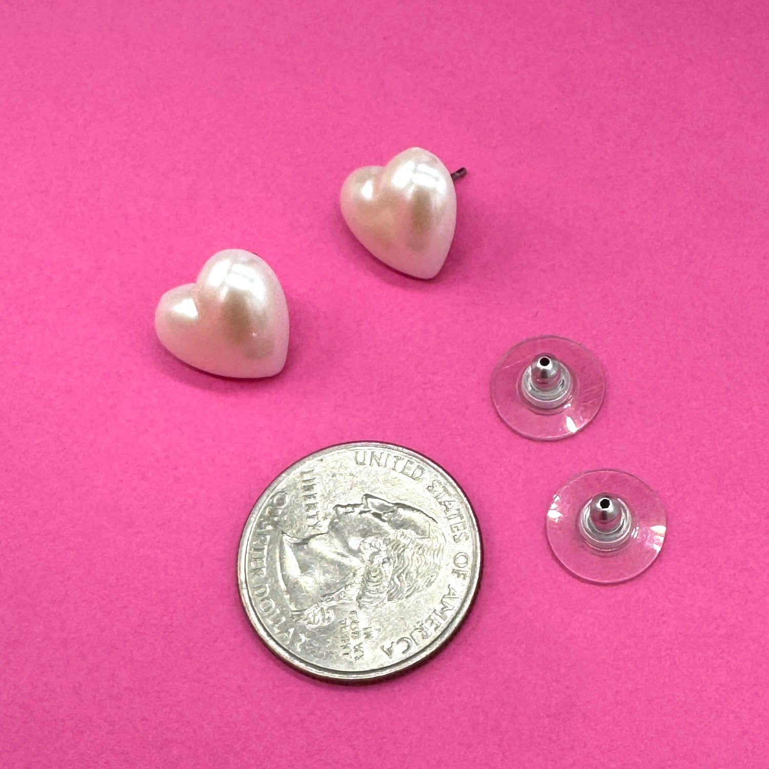 Puff Pearl Heart Studs