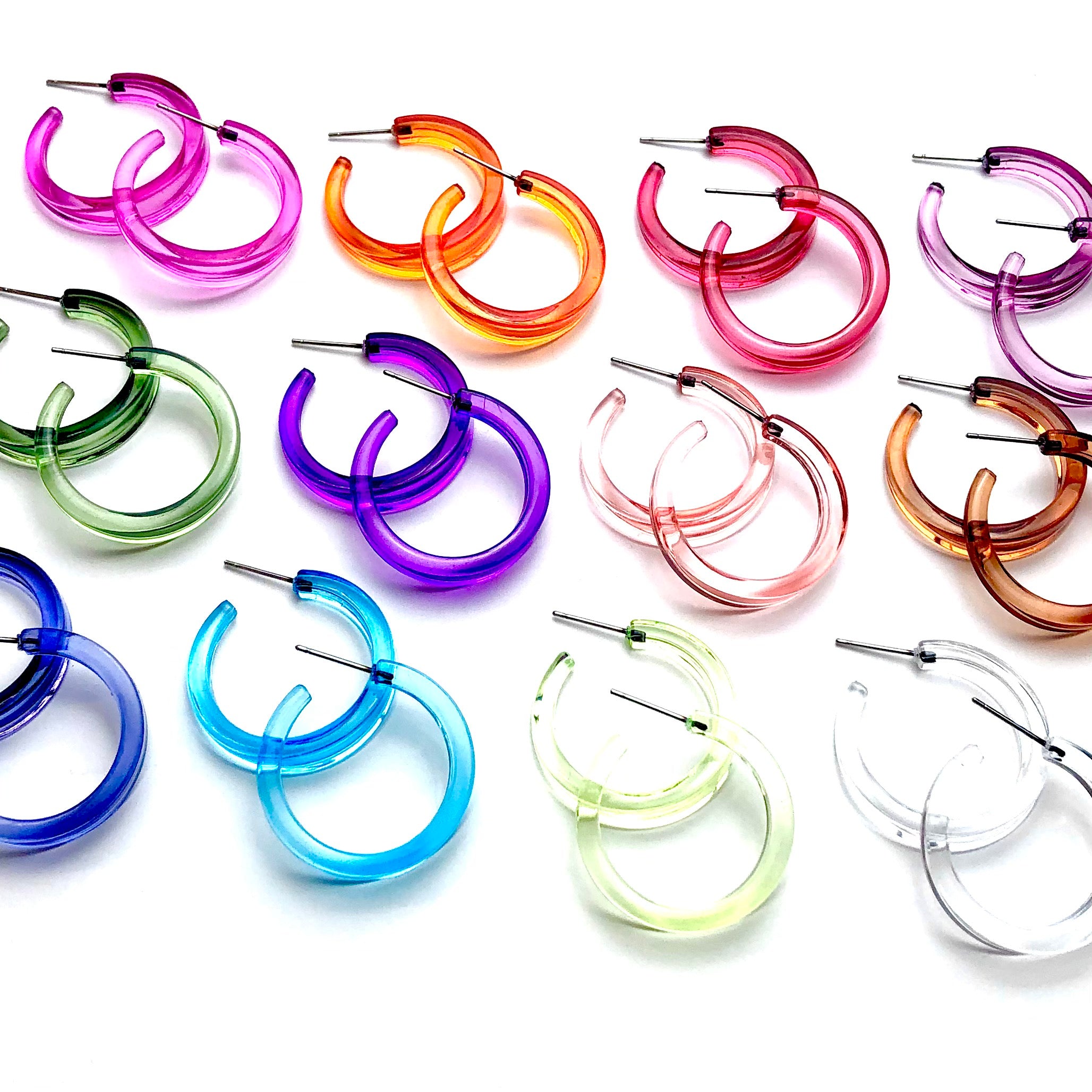 clear colorful hoop earrings