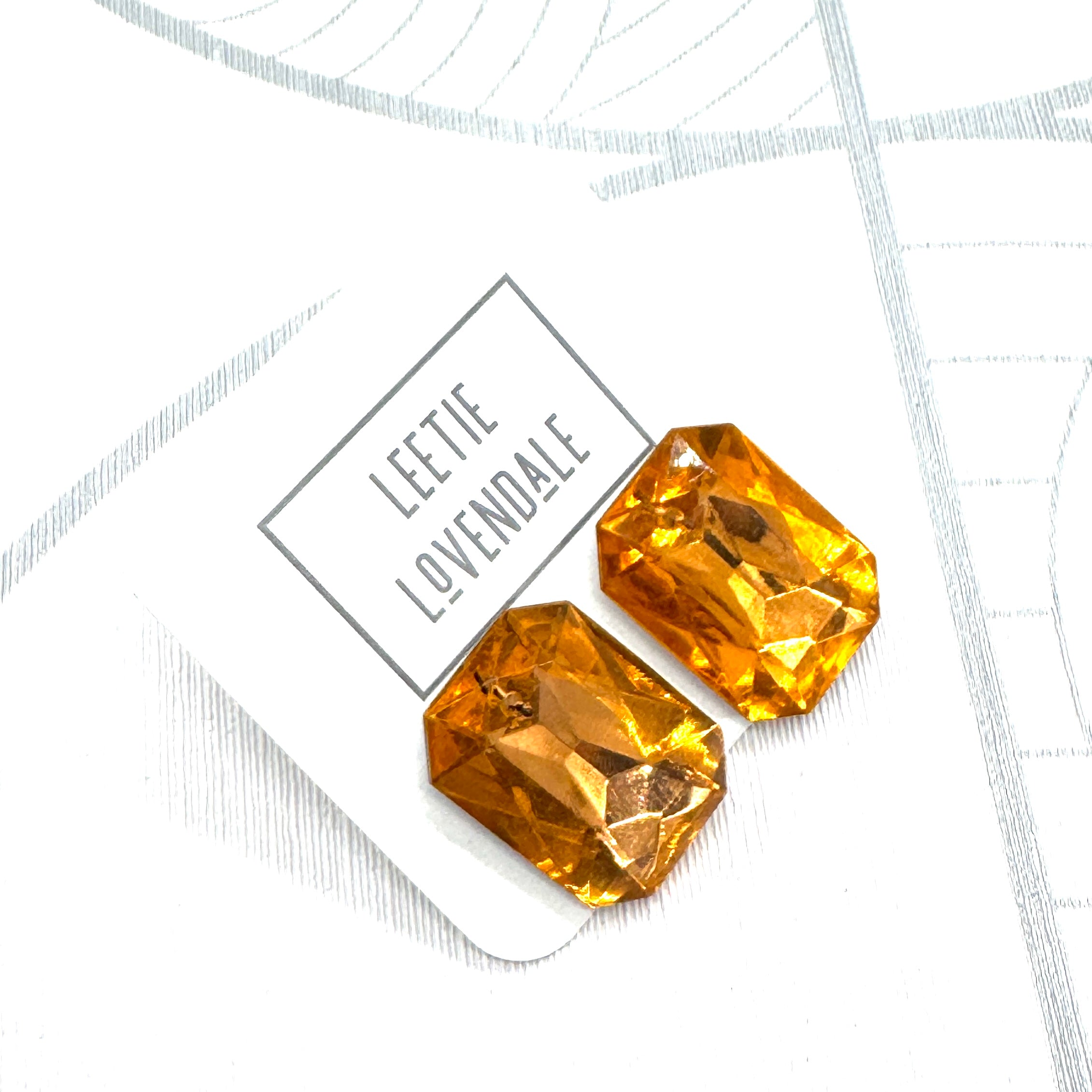 Tangerine Jumbo Faceted Rectangle Shine On Earrings