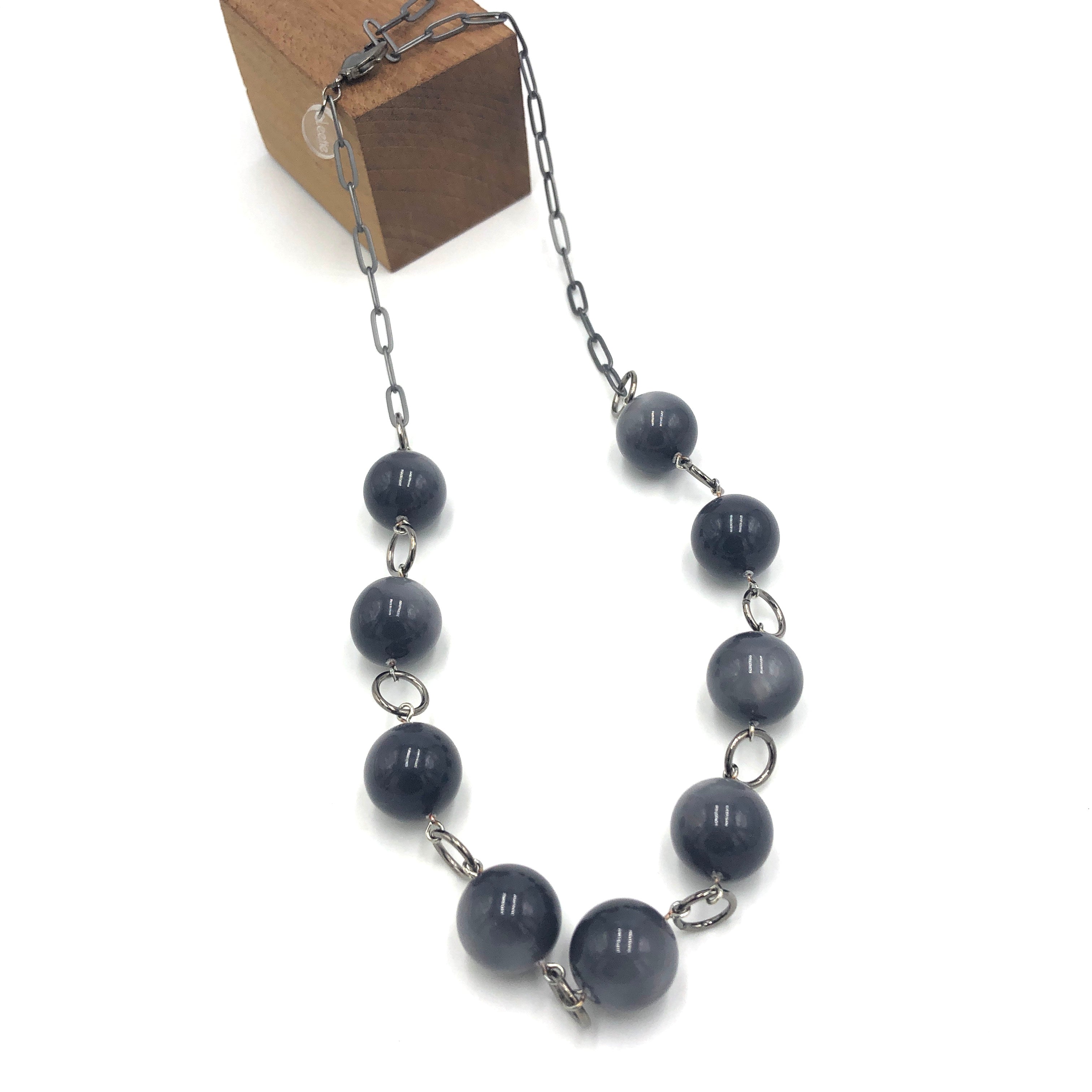 Silver Grey Moonglow Stations Necklace