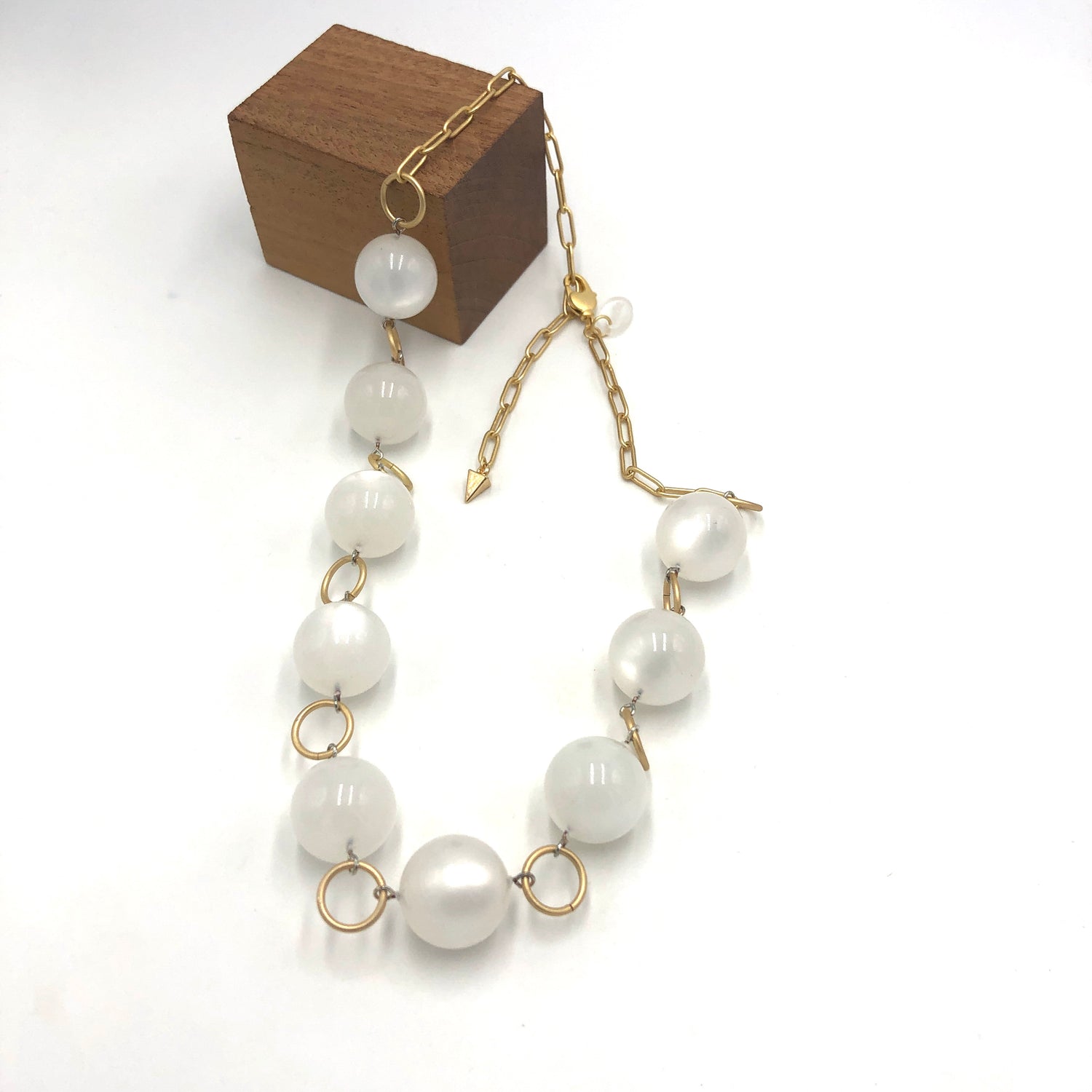 White Moonglow Stations Necklace