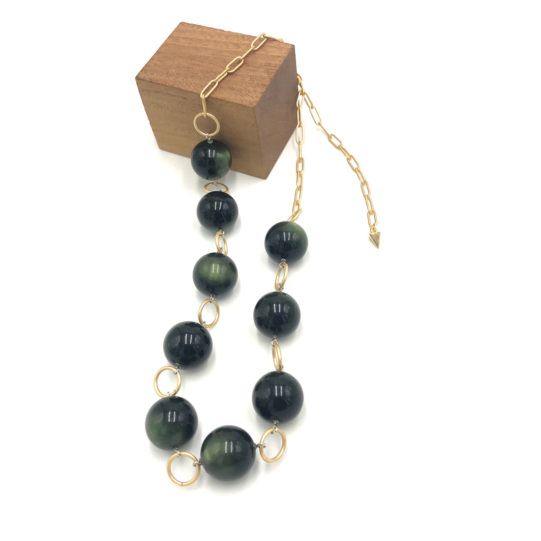 Forest Green Moonglow Stations Necklace