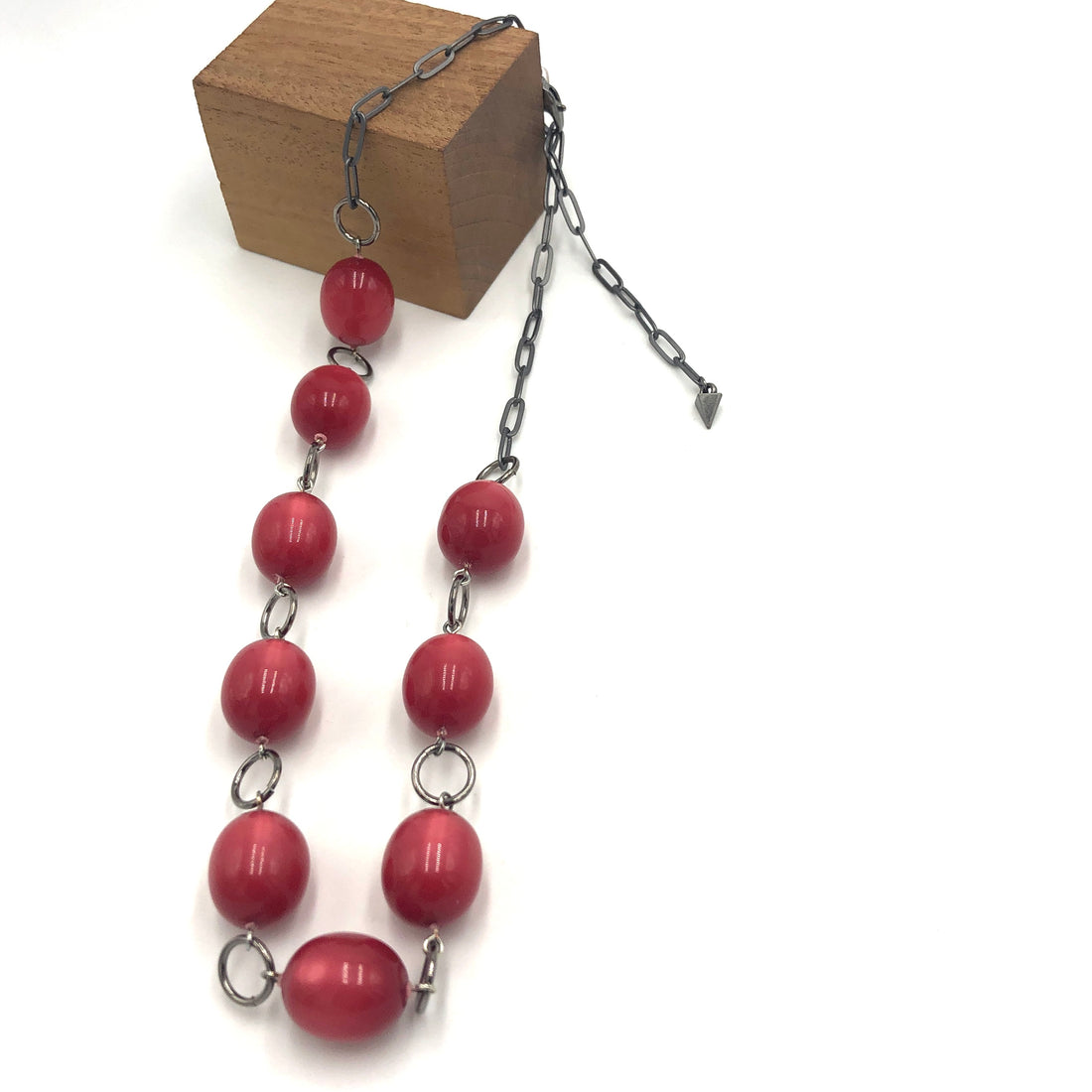 Ruby Red Moonglow Oval Stations Necklace