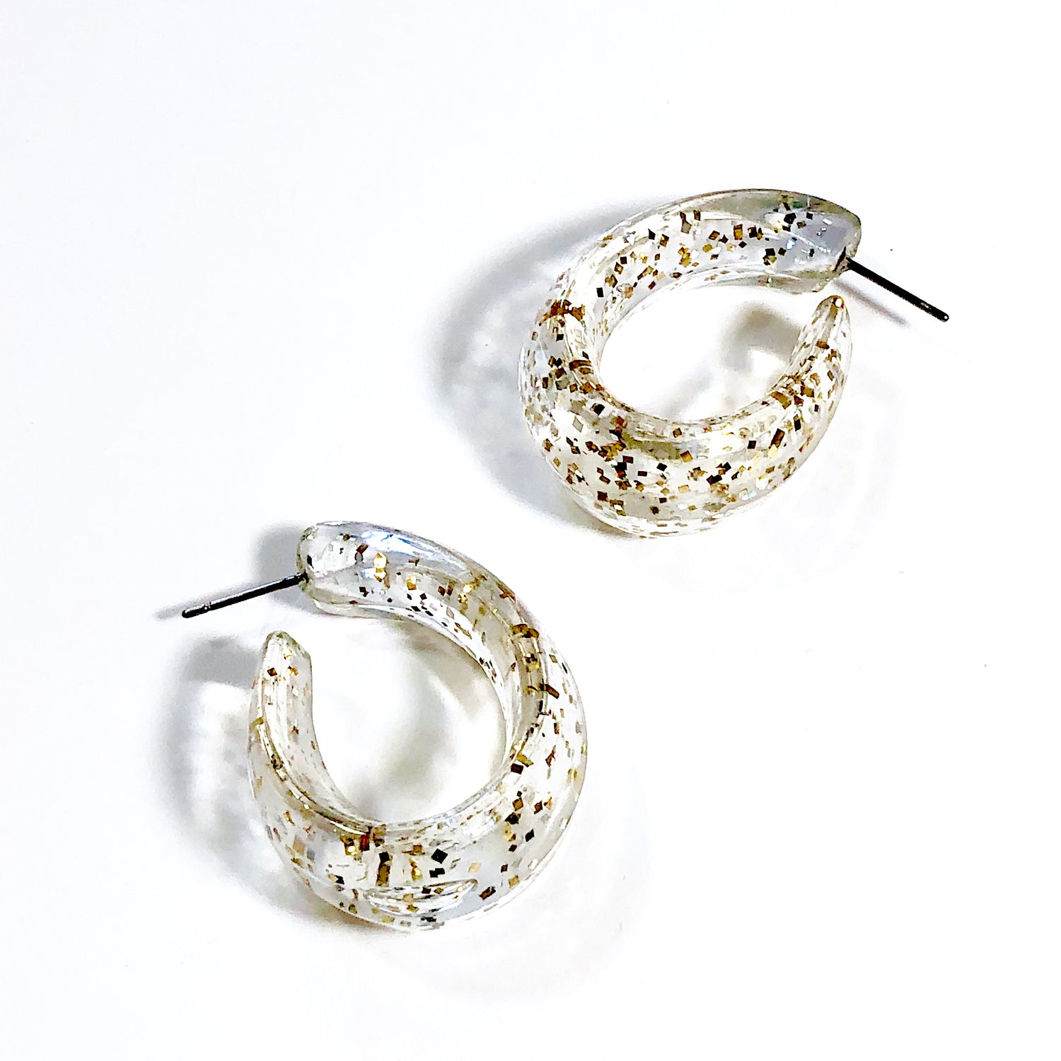 Glitter Confetti Oval Hoop Earrings