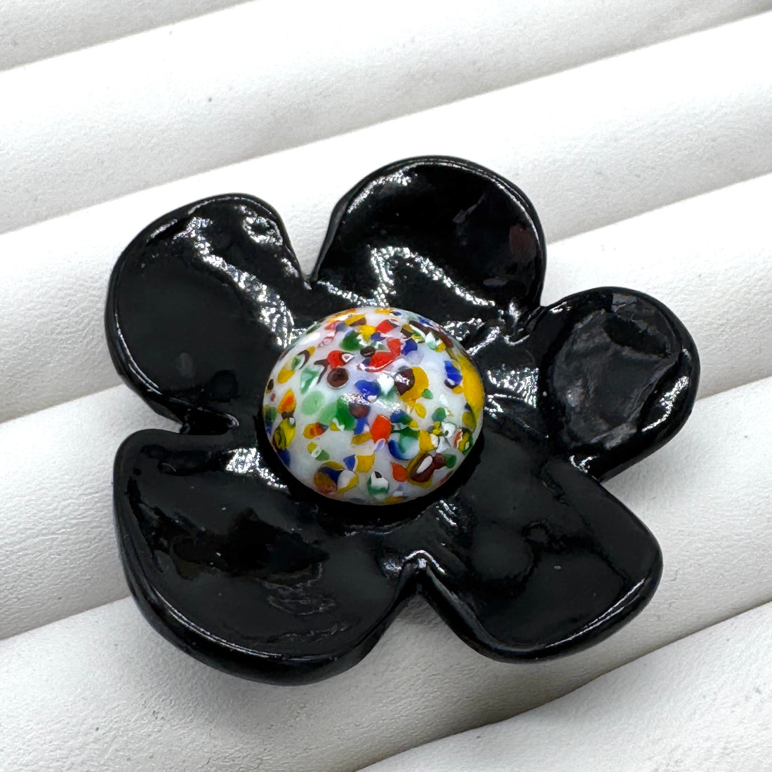Black Coco Flower Cocktail Ring — Rainbow Mosaic Center