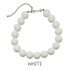 White beaded necklace on a white background with &