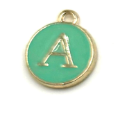 Turquoise Green &amp; Gold Leetie Initial Necklace