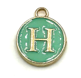 Turquoise Green &amp; Gold Leetie Initial Necklace
