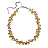Necklace with multicolored beads on a white background