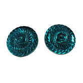 Pair of turquoise spiral earrings on a white background