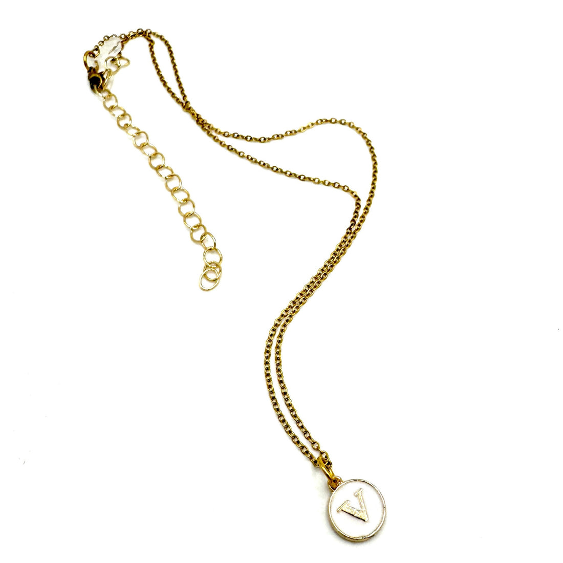 White &amp; Gold Leetie Initial Necklace