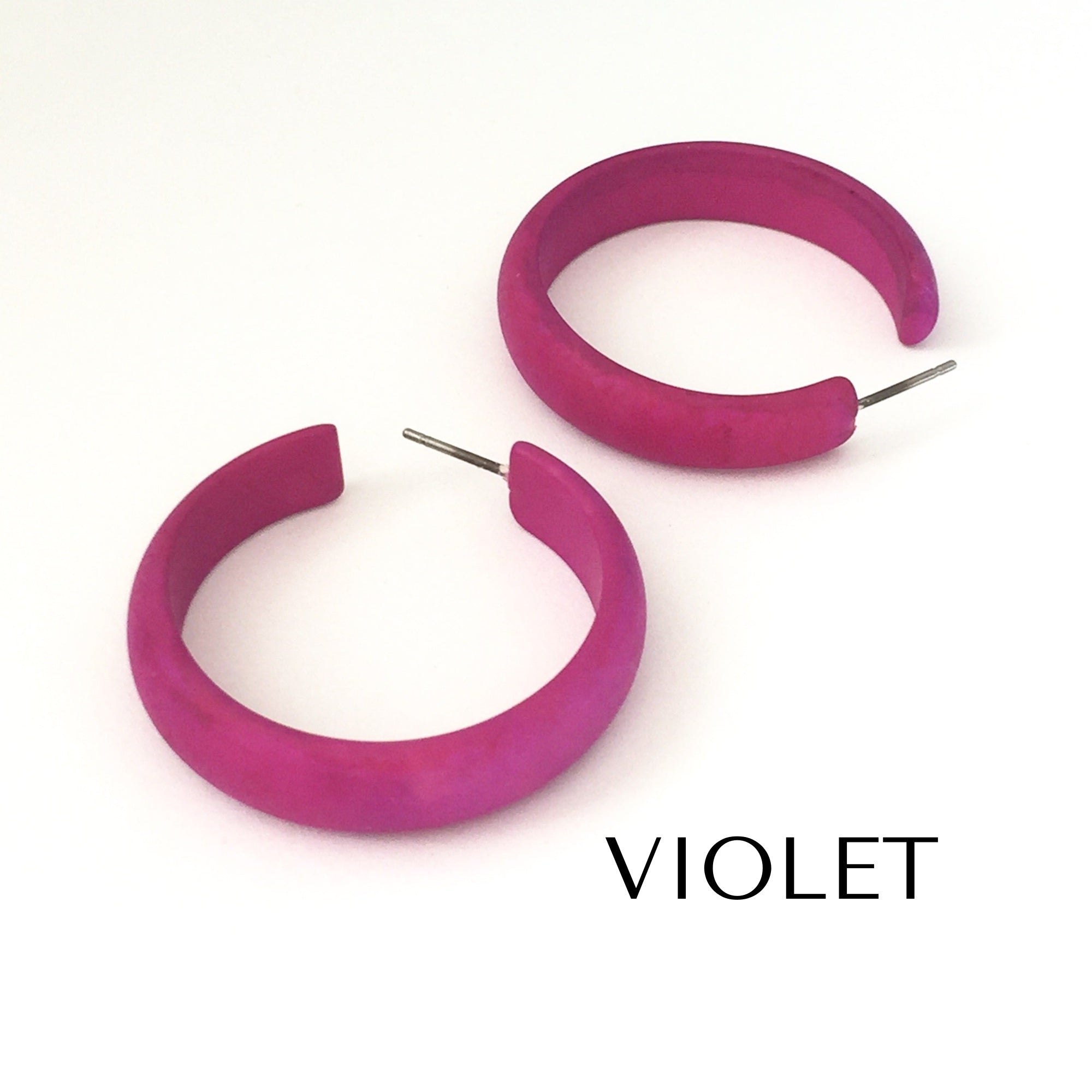 Marbled Lucite Midi Hoop Earrings