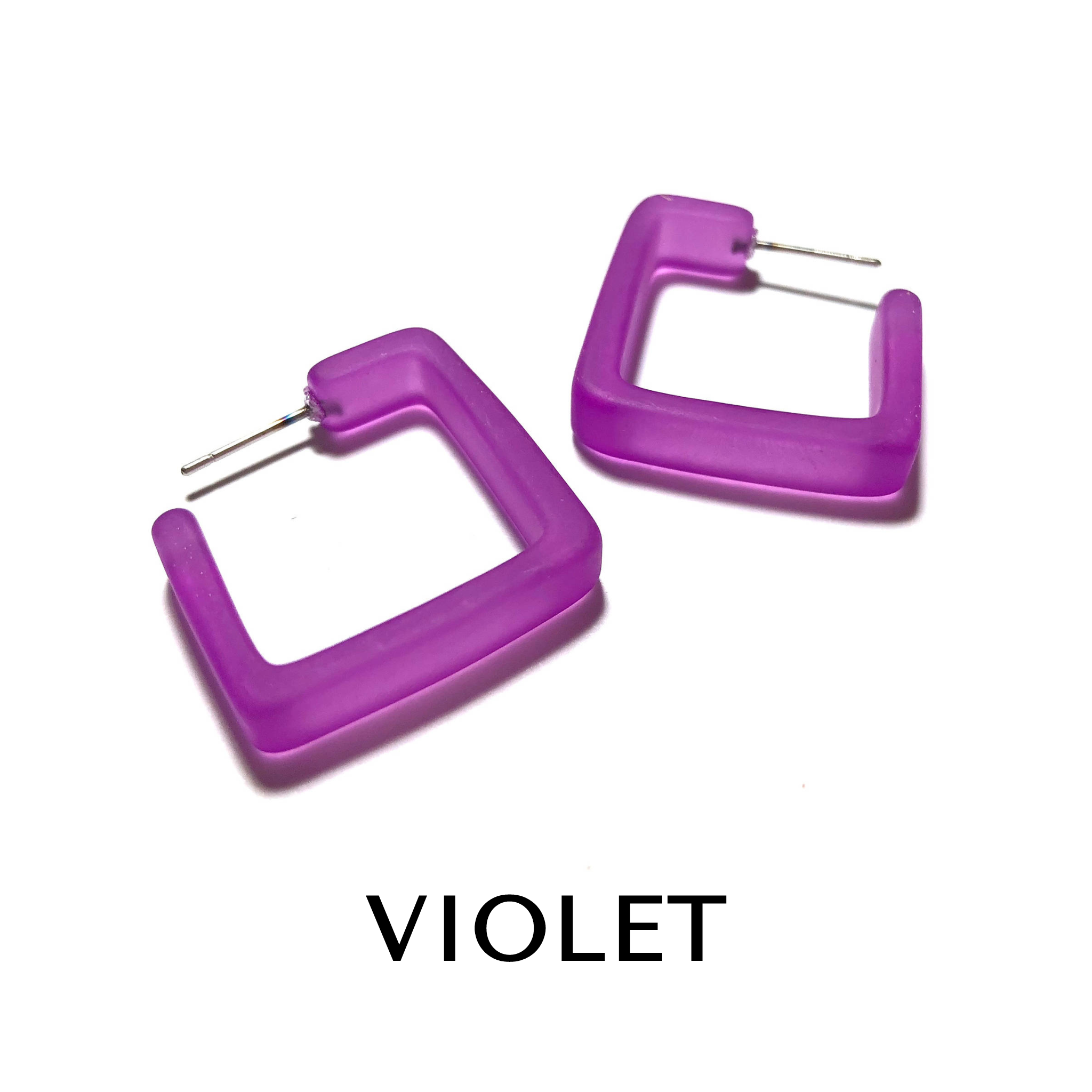 Square Frosted Lucite Hoop Earrings
