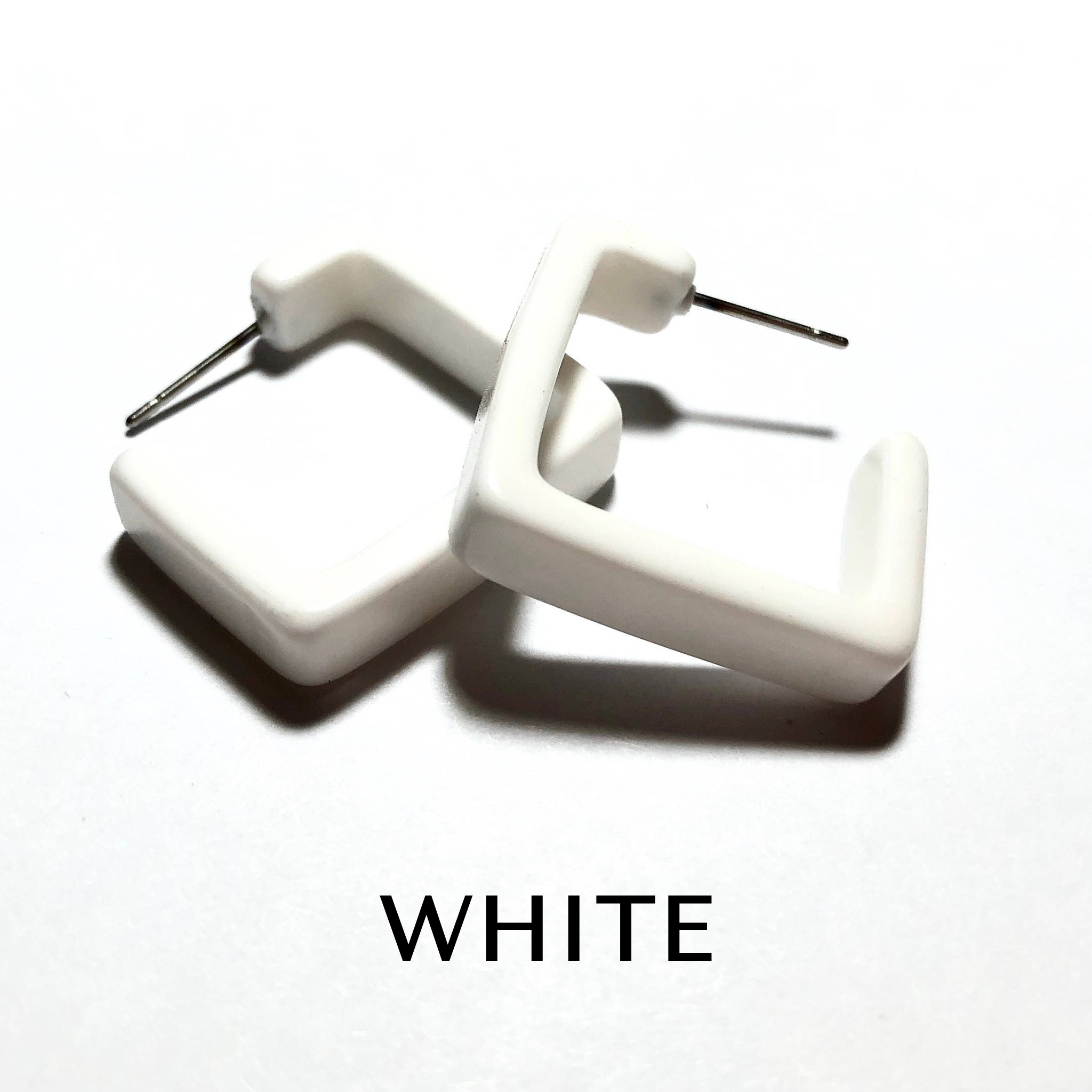 Square Shiny Lucite Hoop Earrings