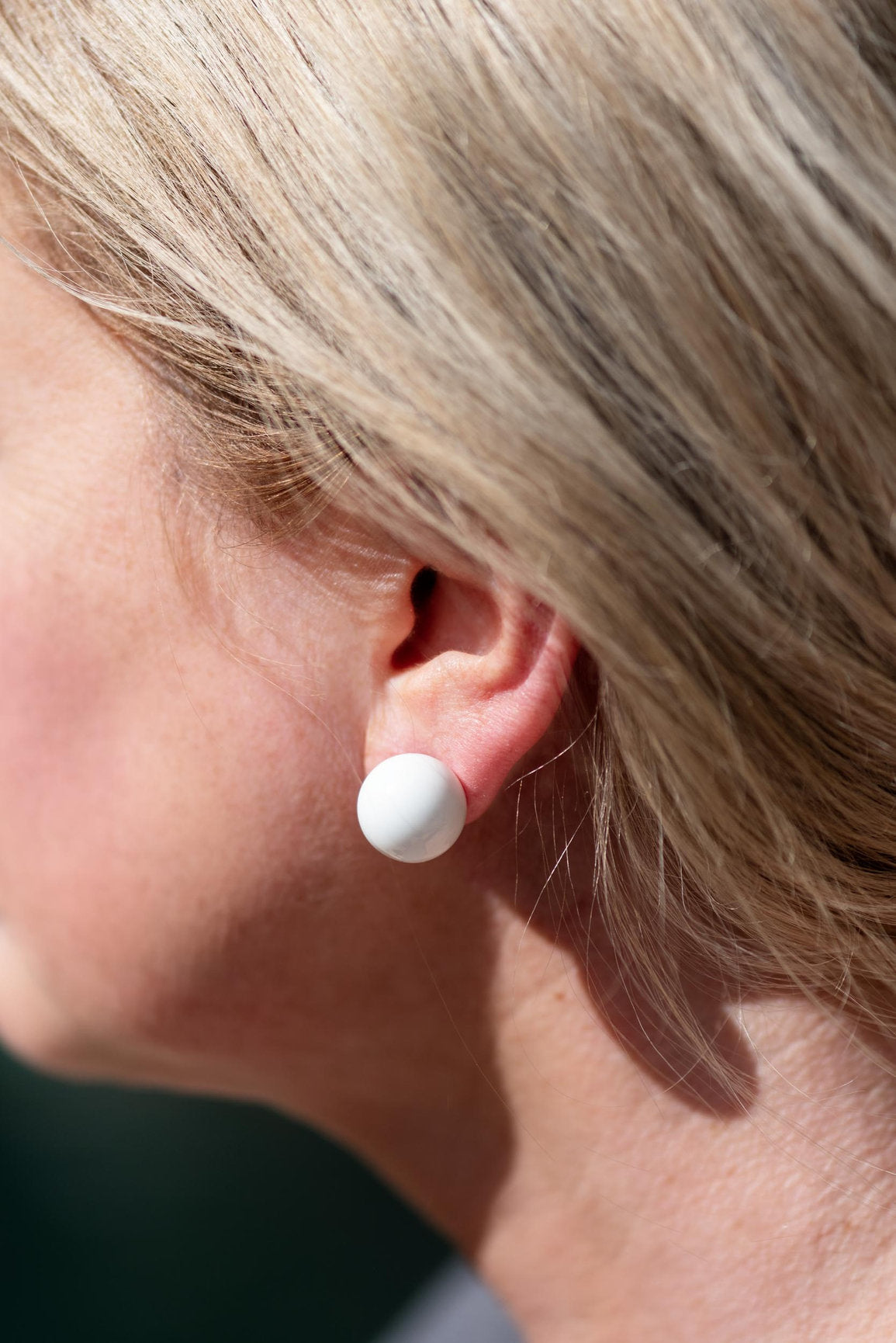 White Moonglow Jumbo Ball Stud Earrings