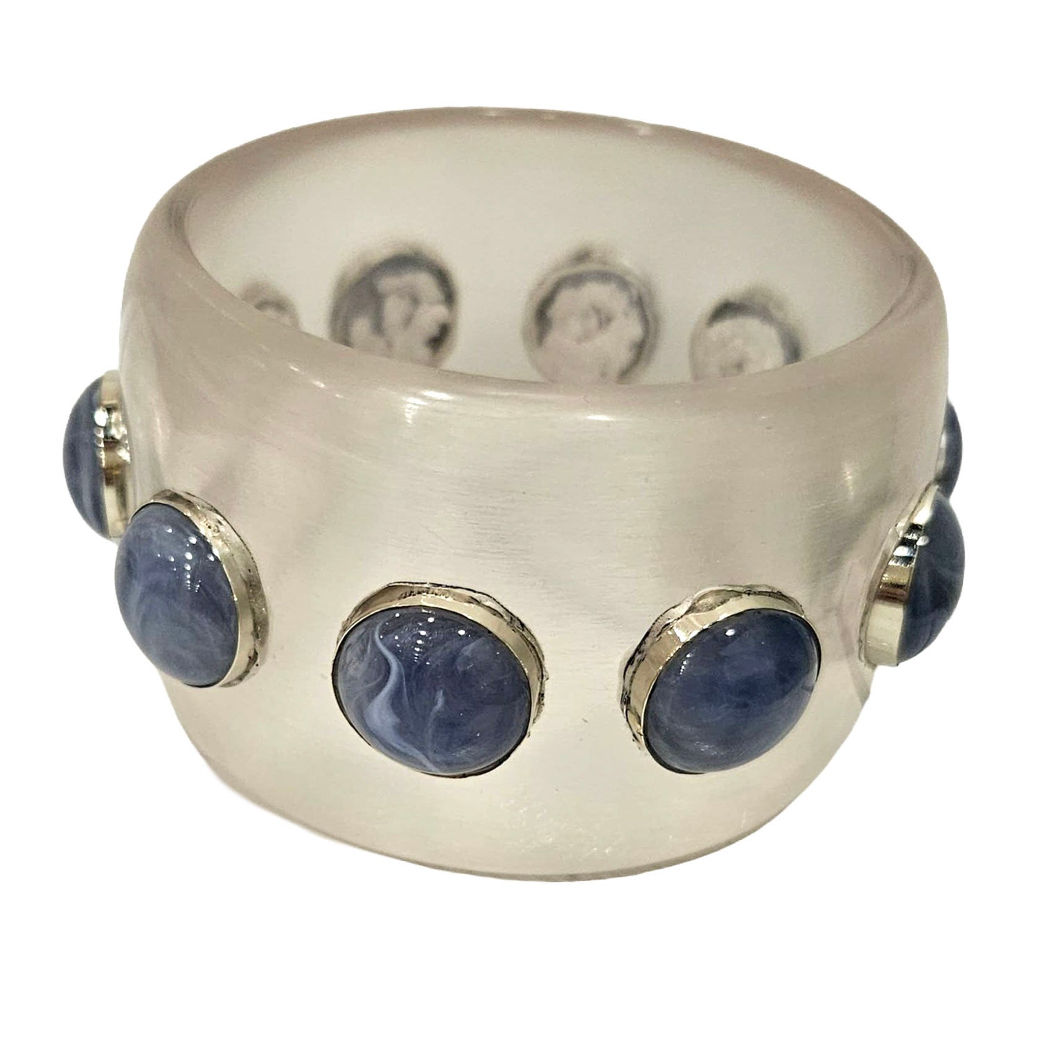 Clear &amp; Denim Marbled Bangle Bracelet