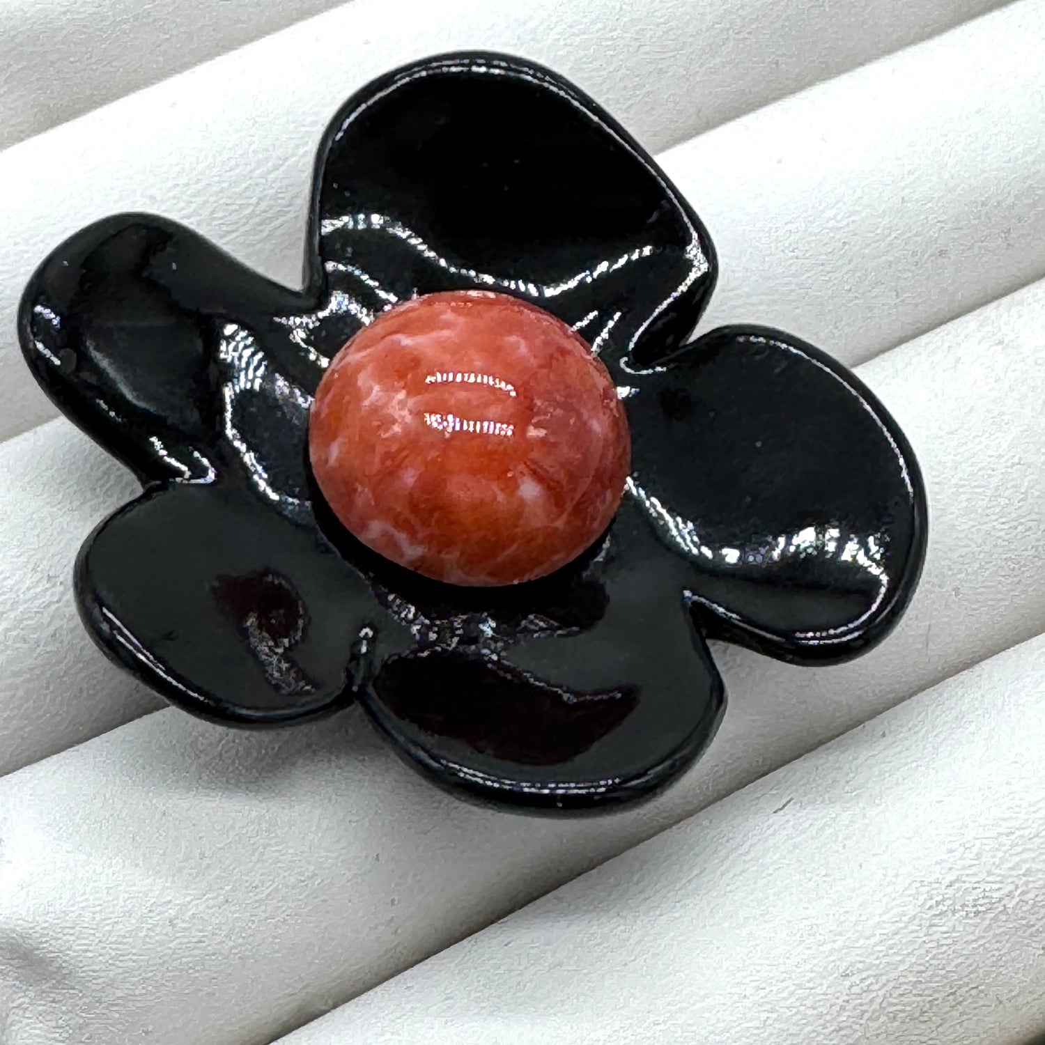 Black Coco Flower Cocktail Ring — Coral Mosaic Center
