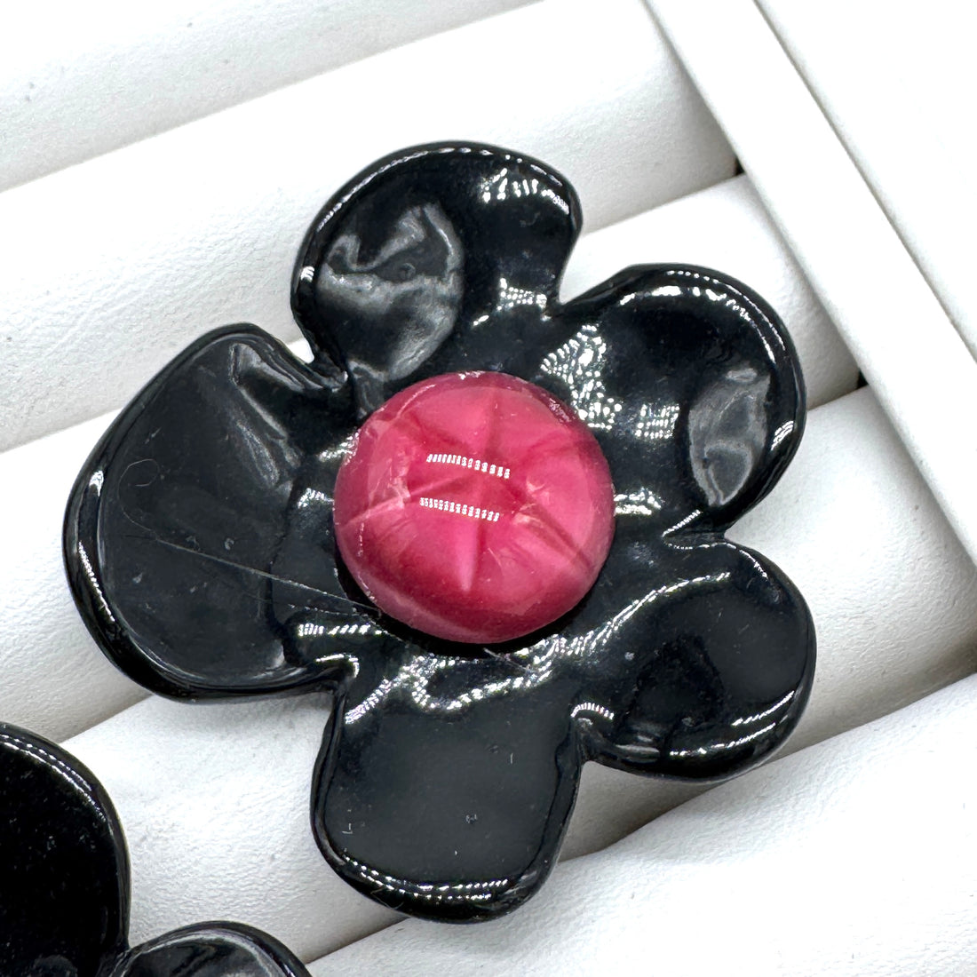 Black Coco Flower Cocktail Ring — Cranberry Cat&