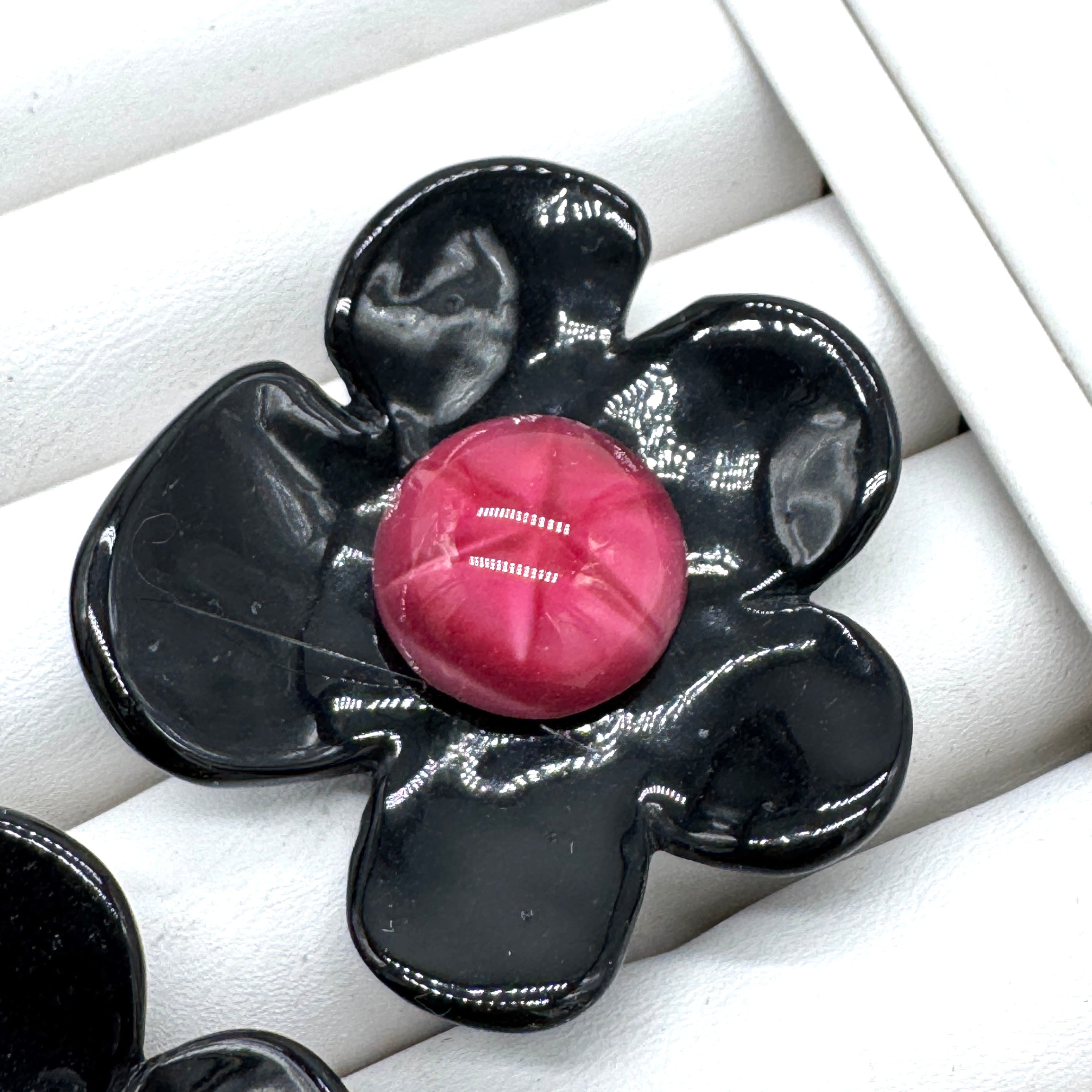 Black Coco Flower Cocktail Ring — Cranberry Cat&