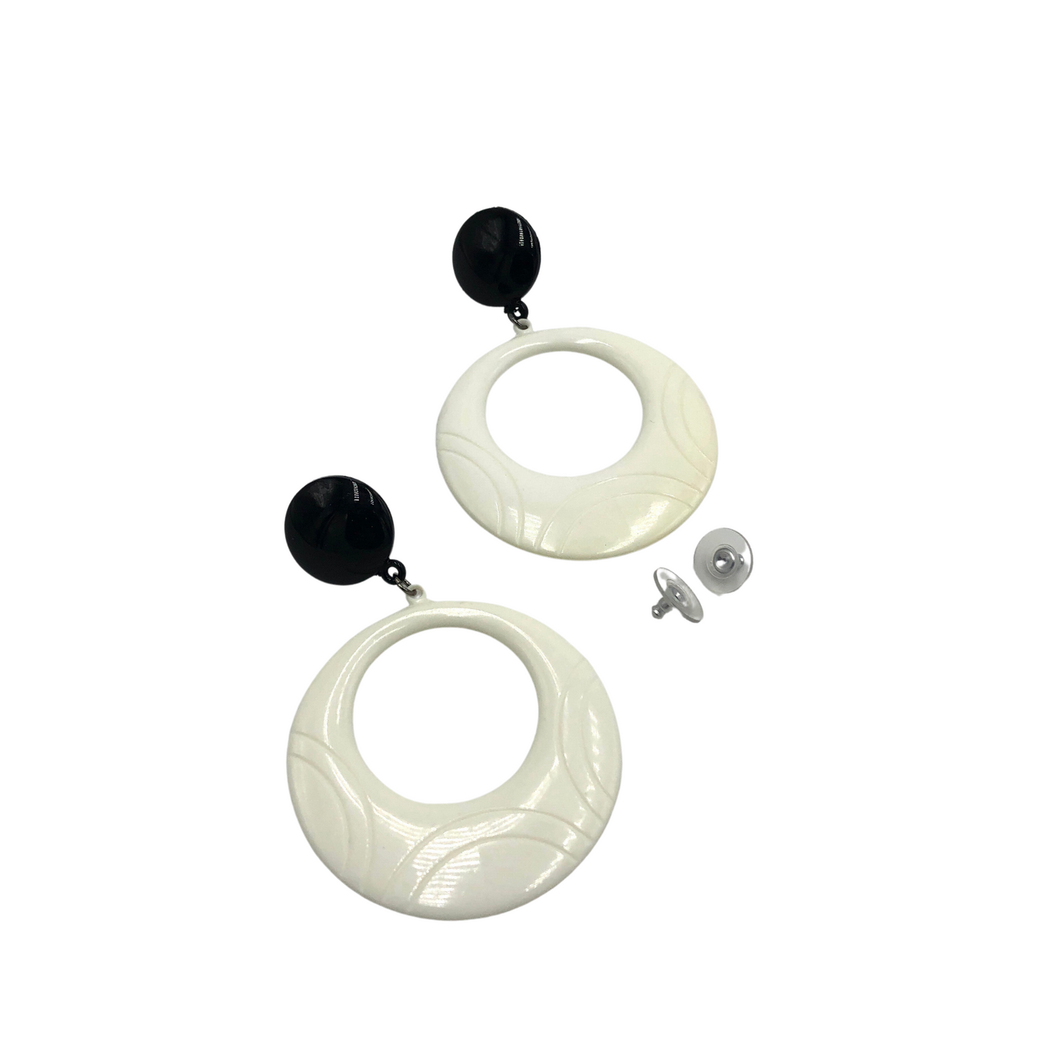 Black &amp; Cream Deco Donut Earrings