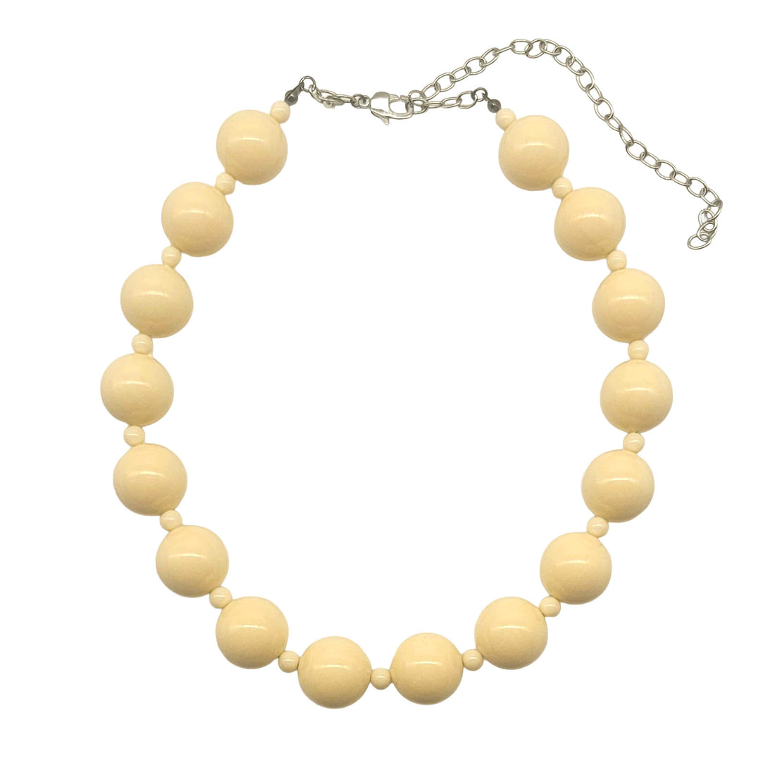Necklace with cream-colored beads on a white background