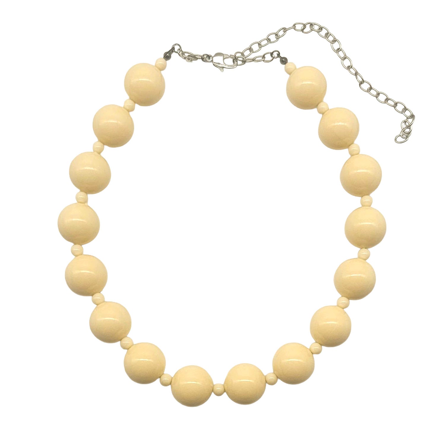 Necklace with cream-colored beads on a white background