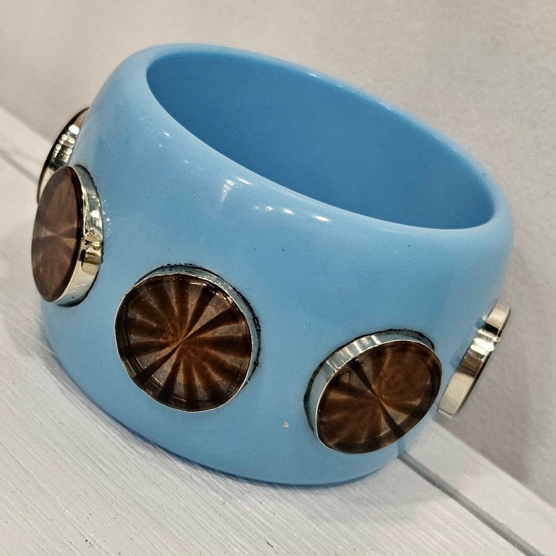 PRE-ORDER Light Blue &amp; Tortoise Starburst Bangle (Ships in 4-5 weeks)