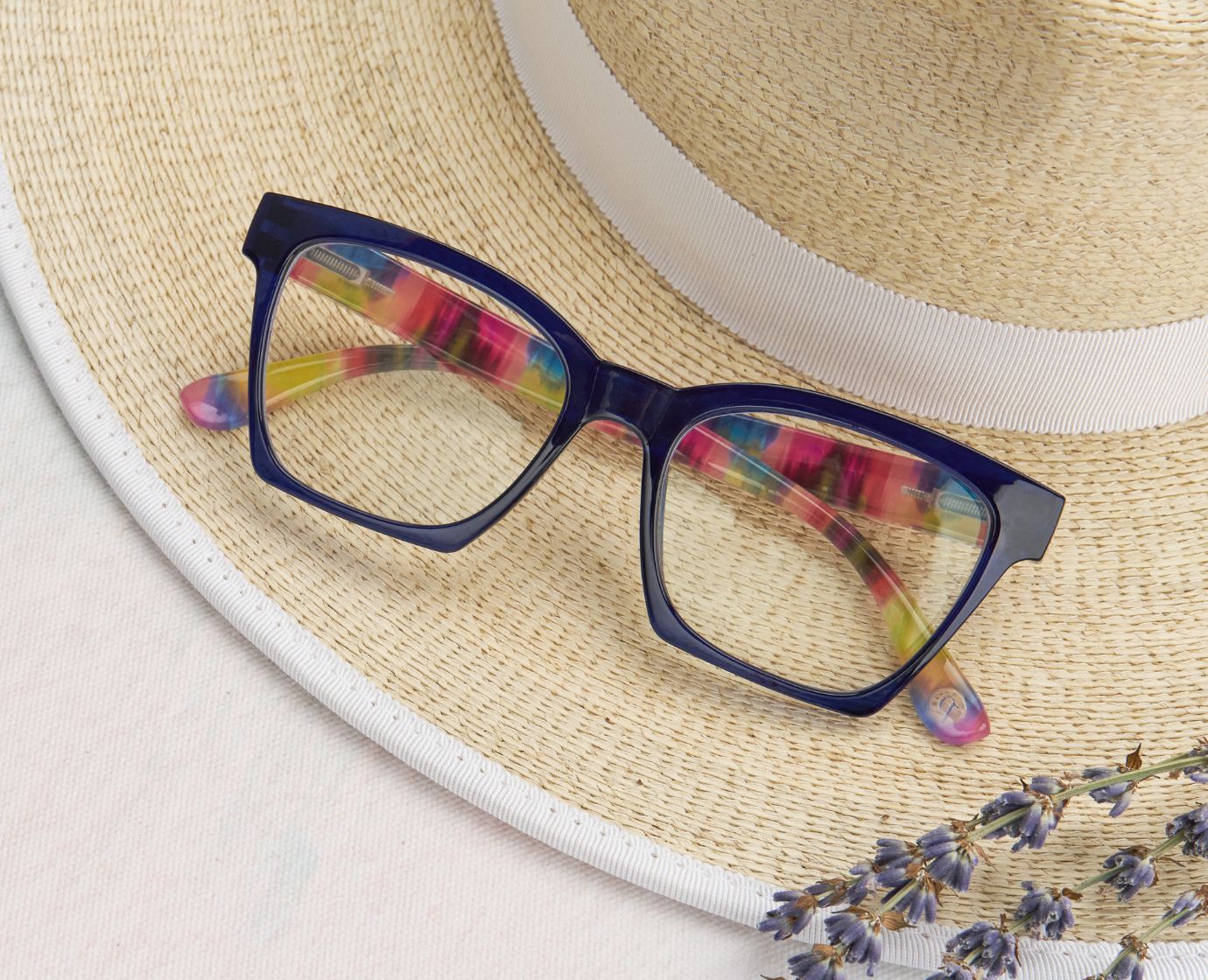 Maisie Readers Glasses Light Blocking - Blue/Ikat