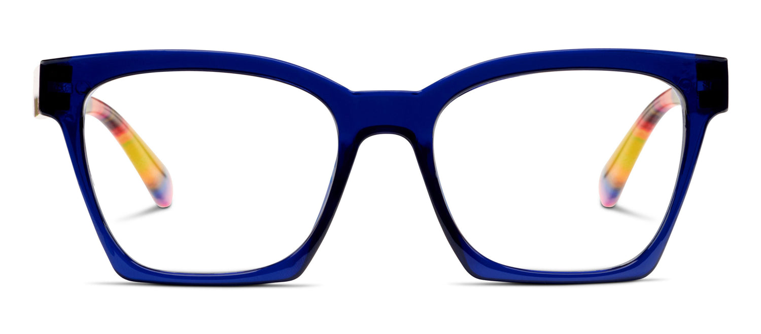 Maisie Readers Glasses Light Blocking - Blue/Ikat