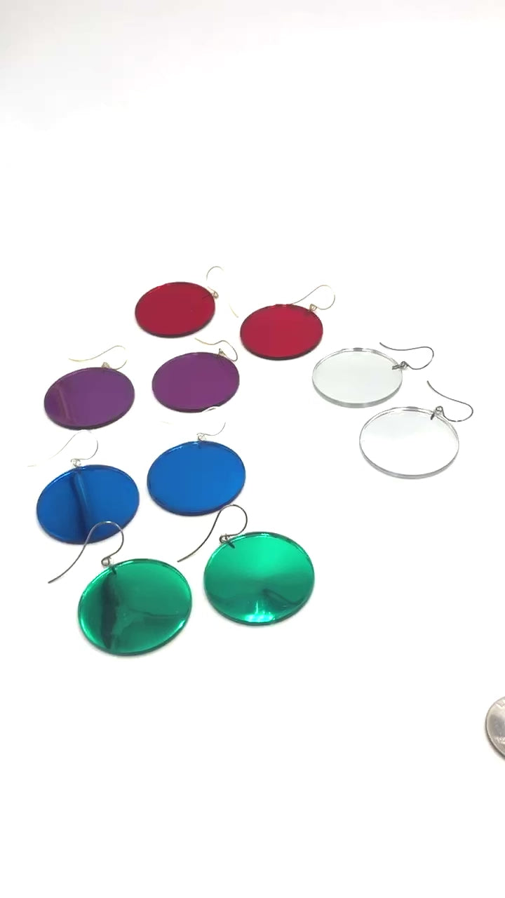 Mirror Disc Drop Earrings