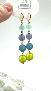 gold and blues drop earrings