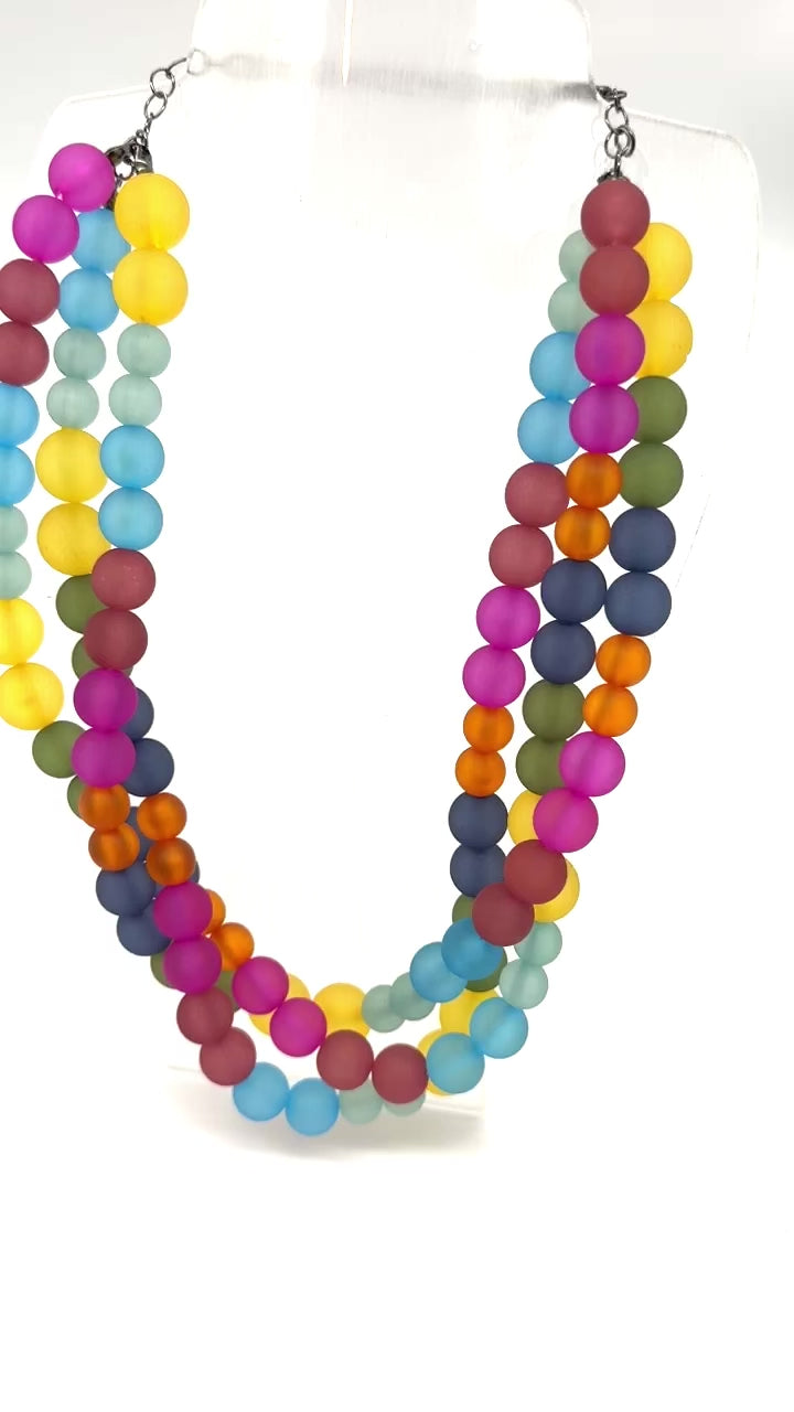 Rainbow Frosted Beaded Morgan Necklace