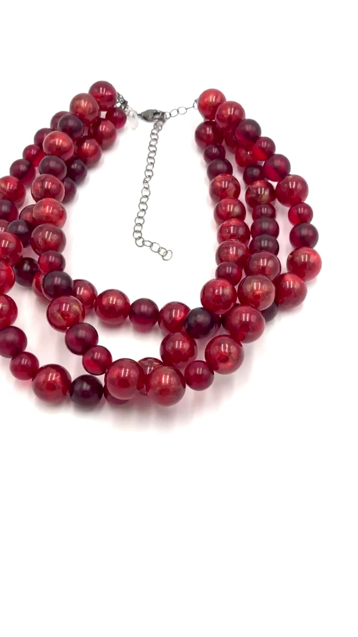 Ruby Red Luster Morgan Necklace