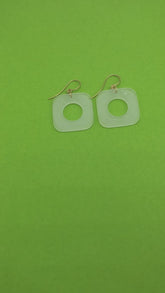 video of clear frosted square dangle earrings