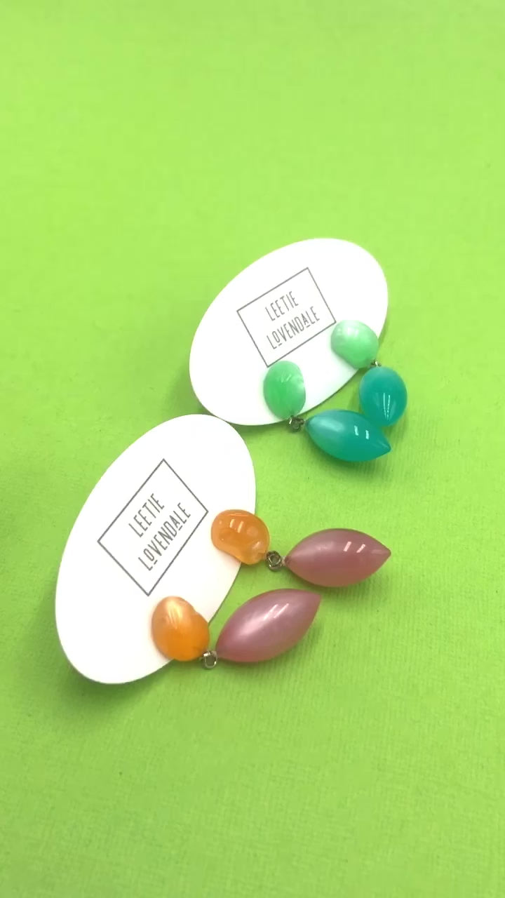 video of colorful moonglow drop earrings