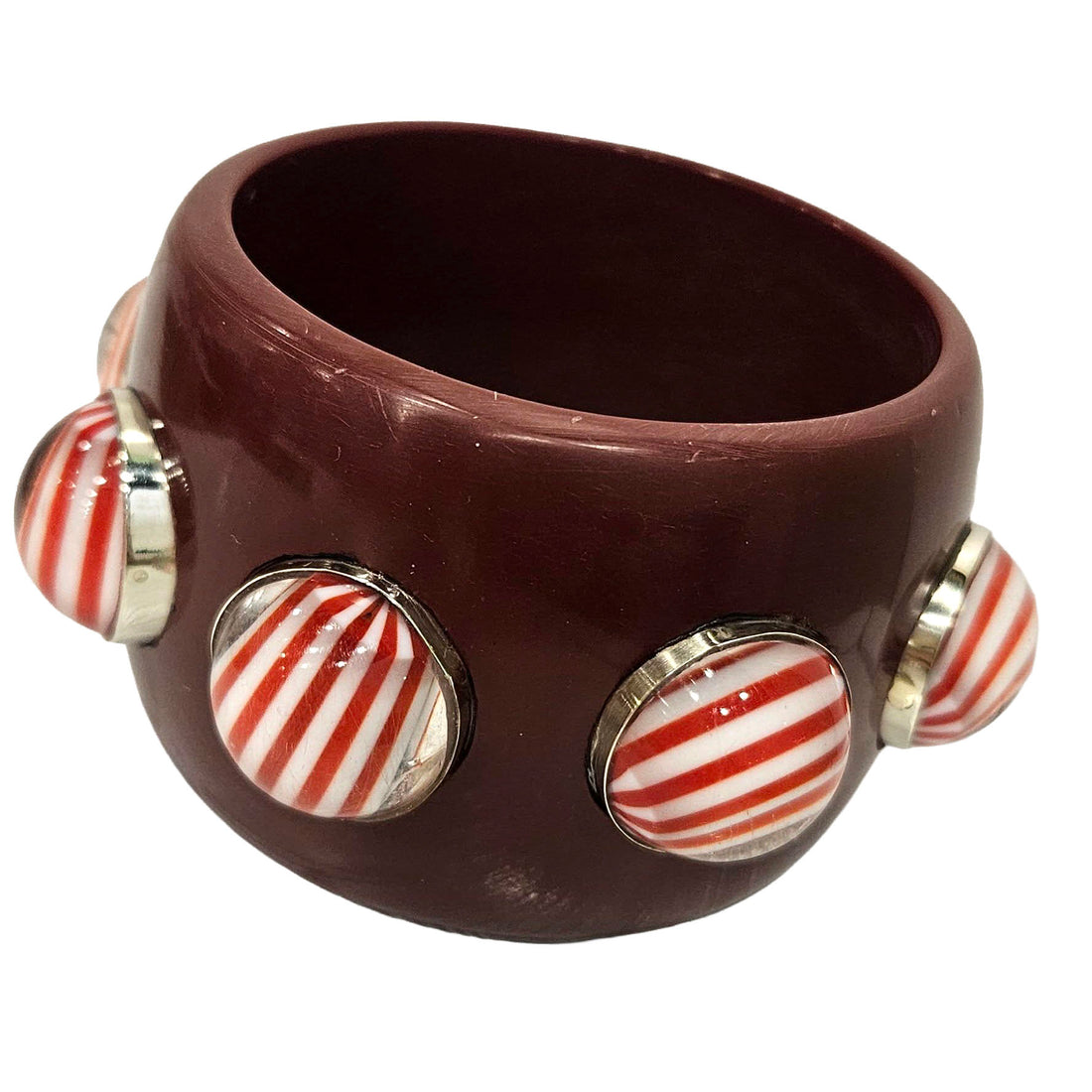PRE-ORDER Deep Maroon &amp; Cherry Stripe Bangle (Ships in 4-5 weeks)
